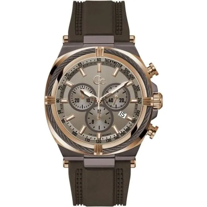 GC Gents IronClass Brown & Rose Gold Watch Z32004G1MF