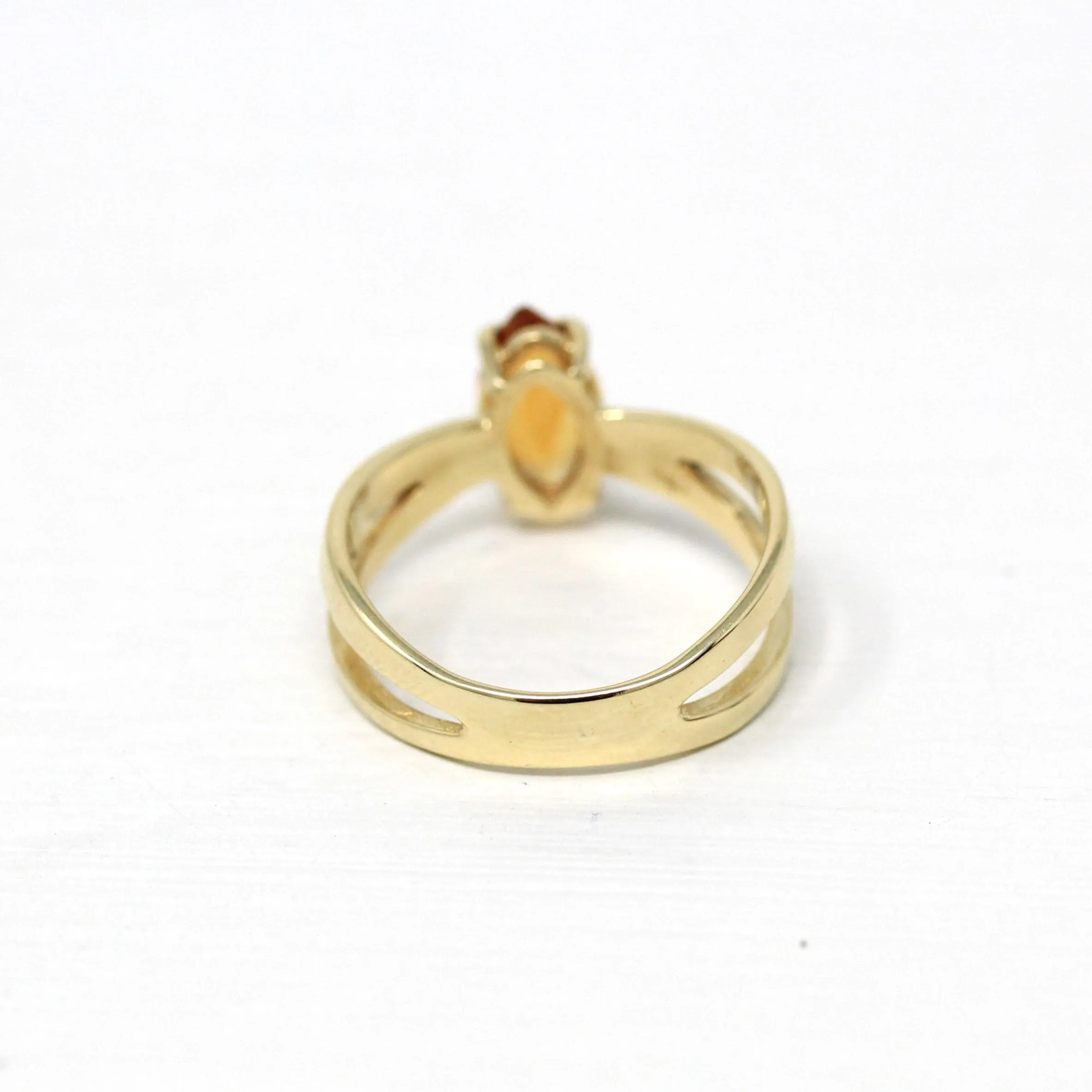 Genuine Citrine Ring - Retro 10k Yellow Gold Marquise Cut .67 CT Gem - Vintage Circa 1970s Era Size 5 3/4 November Birthstone Fine Jewelry