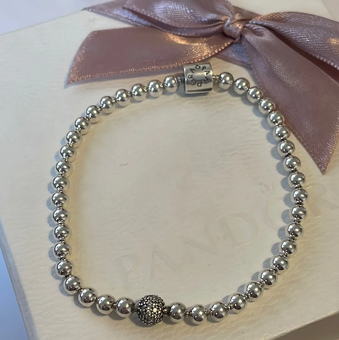 Genuine Pandora Beaded Pave Bracelet 19cm