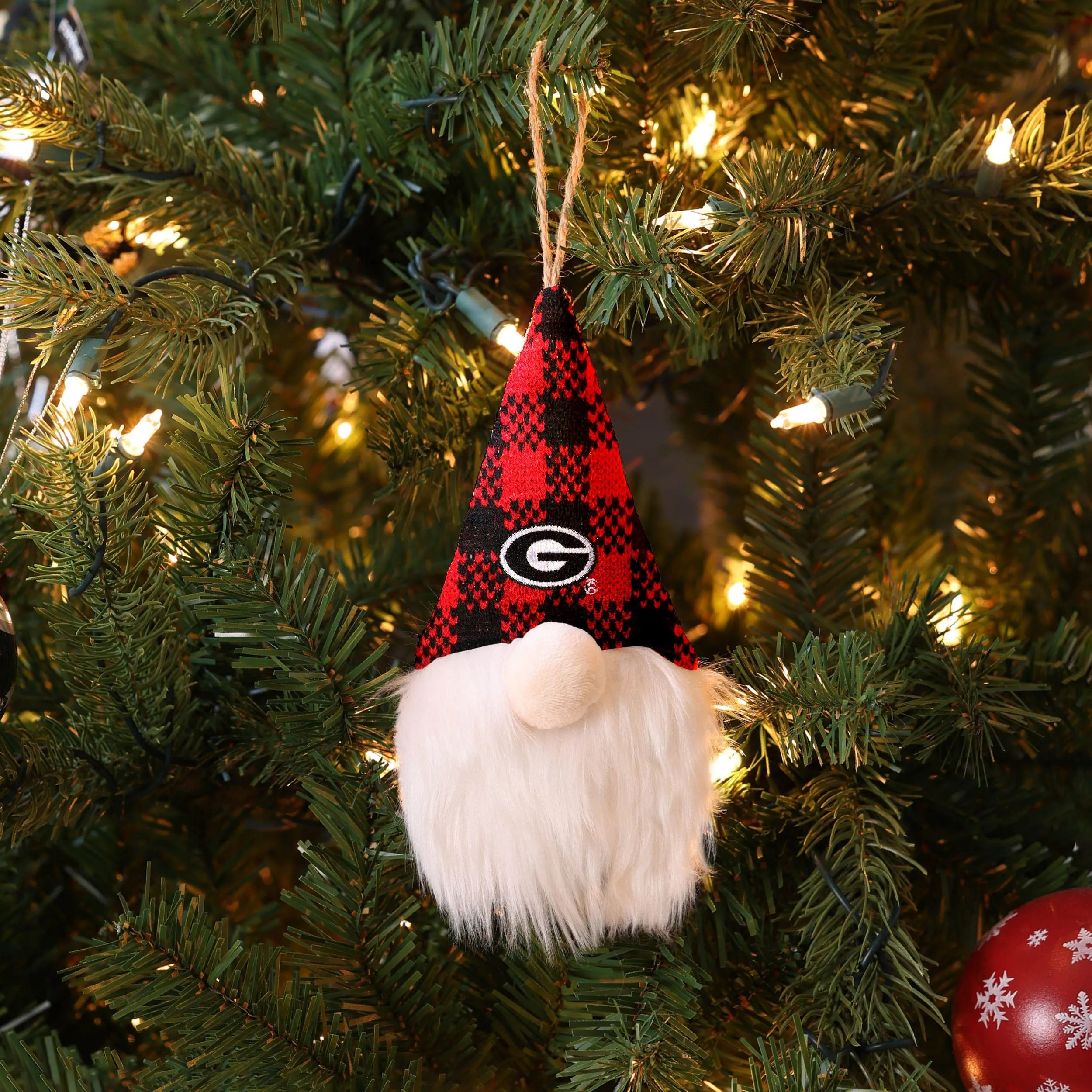 Georgia Bulldogs NCAA Plaid Hat Plush Gnome Ornament