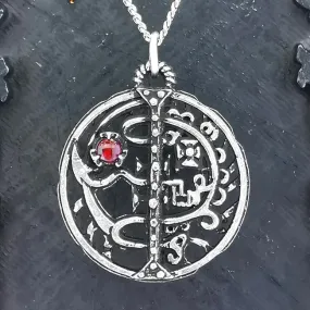 Goetic Sigil of Asmoday/Asmodeus Red MoonStone Necklace | Symbolic Jewelry for Luciferian Practitioners