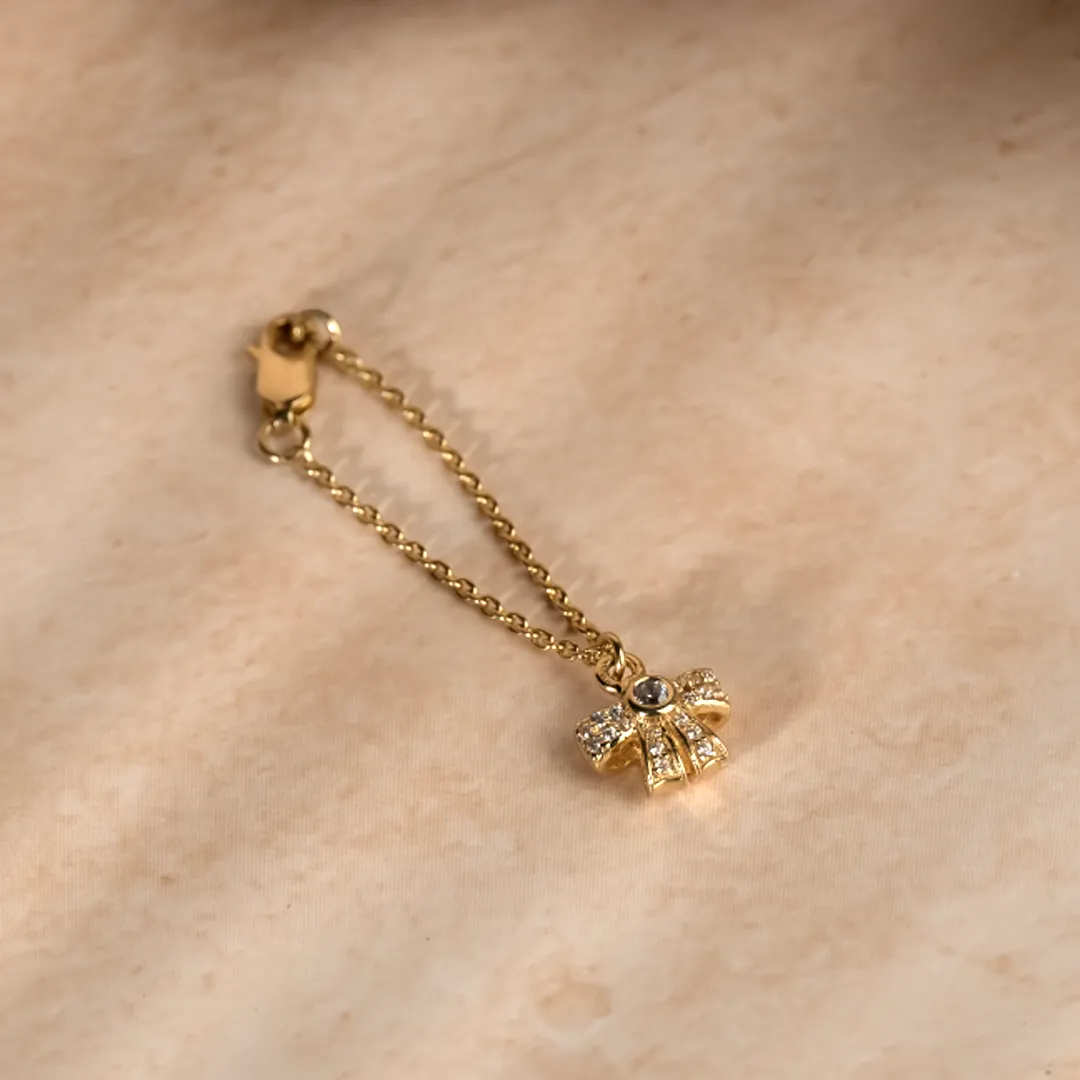 Golden Bow 925 Sterling Silver Watch Charm