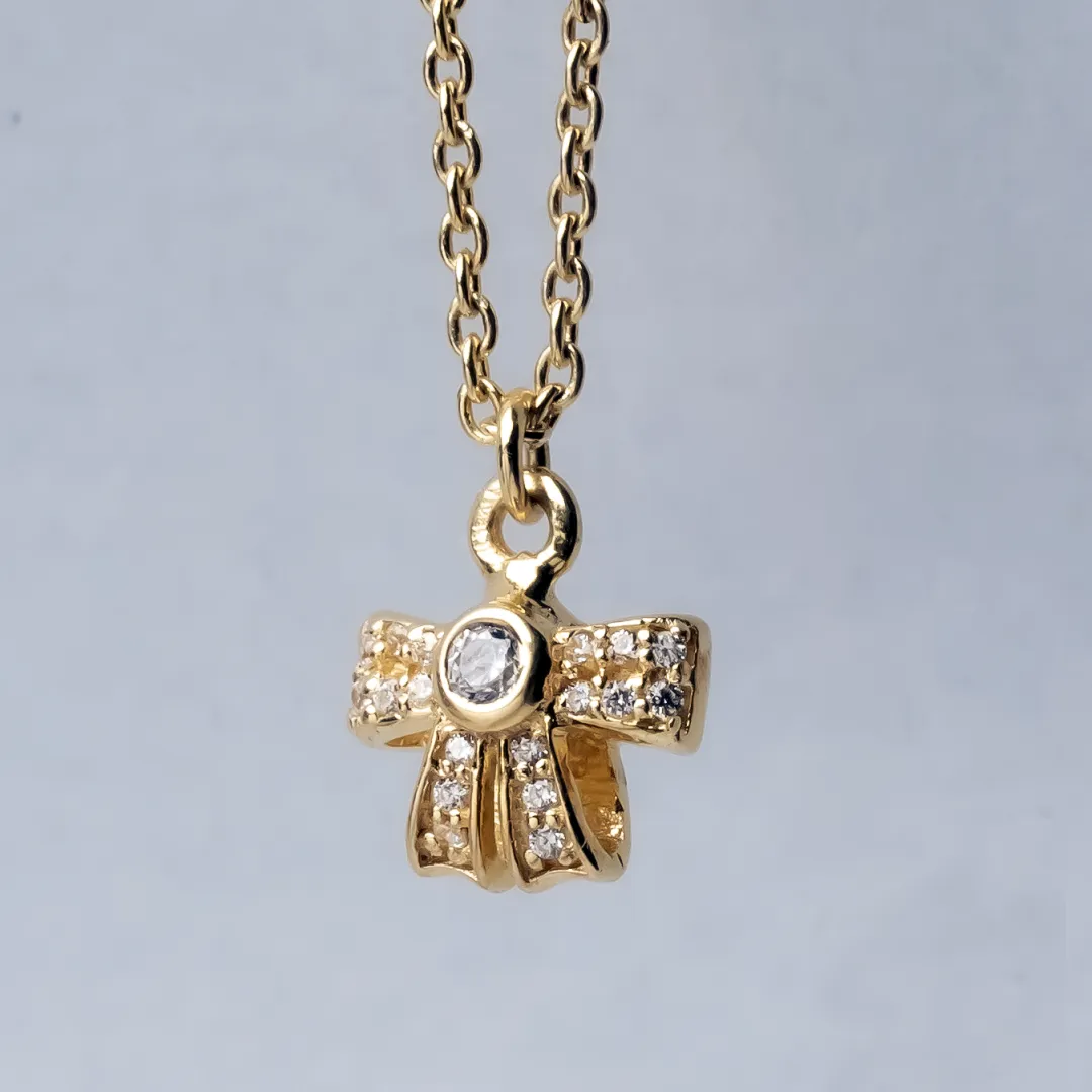 Golden Bow 925 Sterling Silver Watch Charm