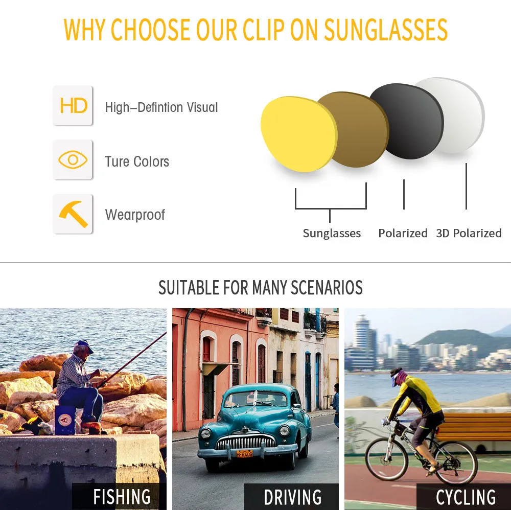 GREY JACK 4PCS Lens 3D Polarized Rectangle Clip on Glasses with Spring Hinge 6054