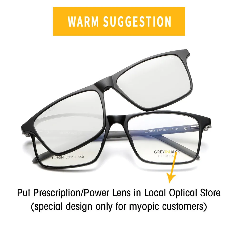 GREY JACK 4PCS Lens 3D Polarized Rectangle Clip on Glasses with Spring Hinge 6054