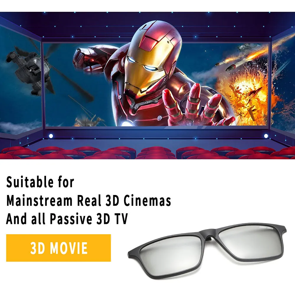 GREY JACK 4PCS Lens 3D Polarized Rectangle Clip on Glasses with Spring Hinge 6054