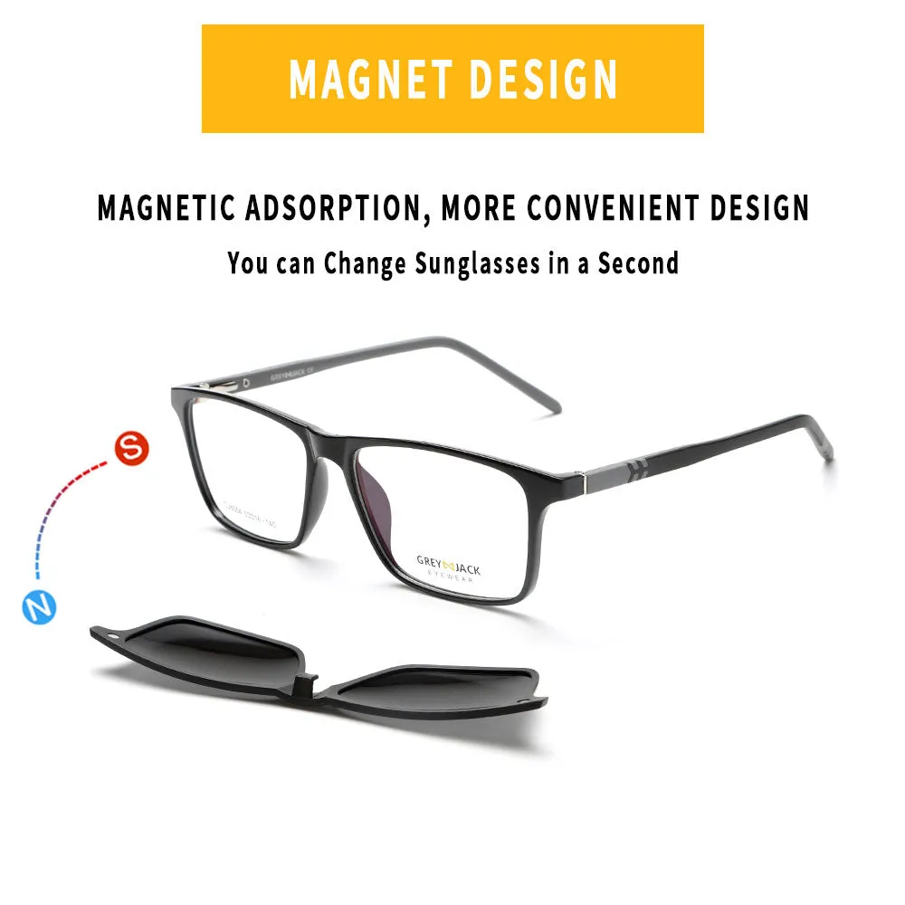 GREY JACK 4PCS Lens 3D Polarized Rectangle Clip on Glasses with Spring Hinge 6054