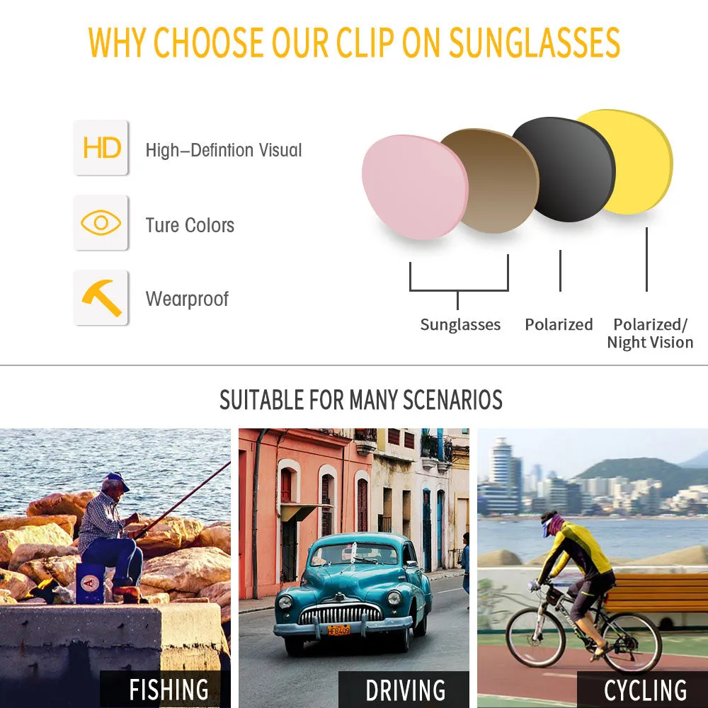GREY JACK 4PCS TR90 Frame Round Clip On Glasses for Myopic Men Women 6109
