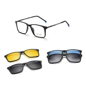 GREY JACK Latest Stylish Rectangle Magnetic Clip On Glasses for Men Women 6105