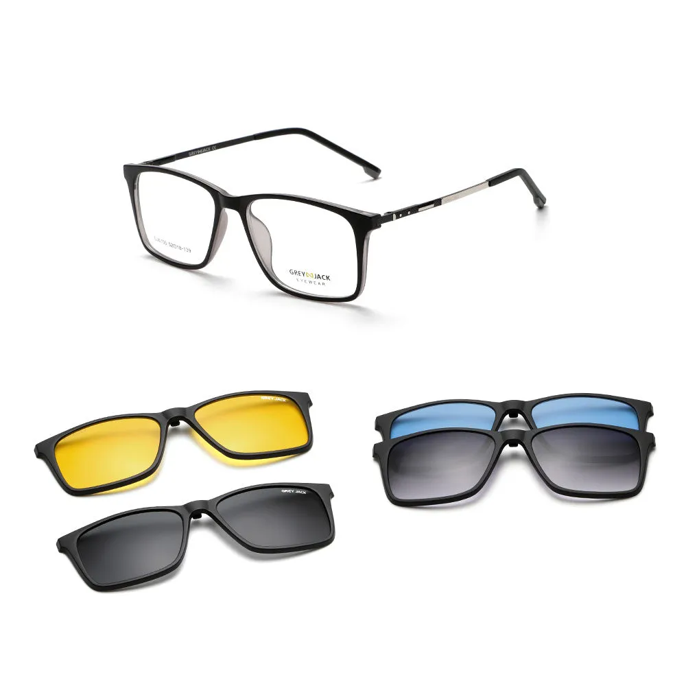 GREY JACK Latest Stylish Rectangle Magnetic Clip On Glasses for Men Women 6105