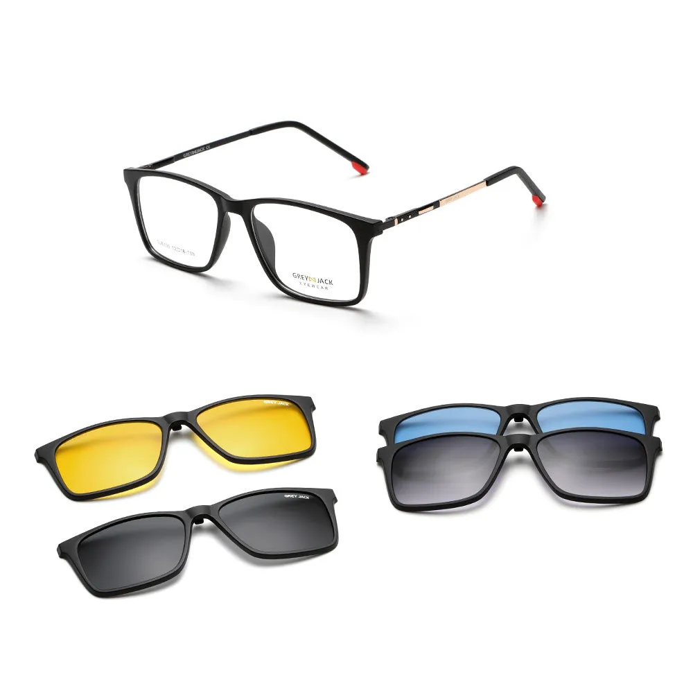 GREY JACK Latest Stylish Rectangle Magnetic Clip On Glasses for Men Women 6105