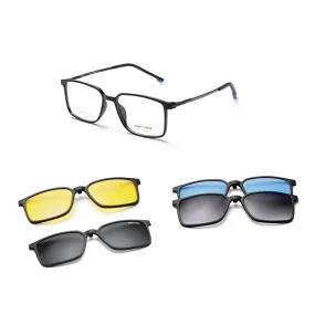 GREY JACK Magnetic Clip On Sunglasses 4 In 1 UV Protection for Myopic People 6106