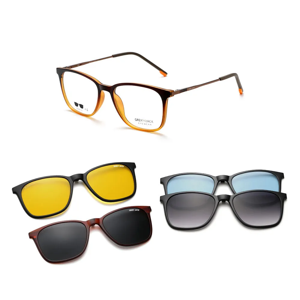 GREY JACK Magnetic Clip On Sunglasses for Myopic Men Women AGJ6071
