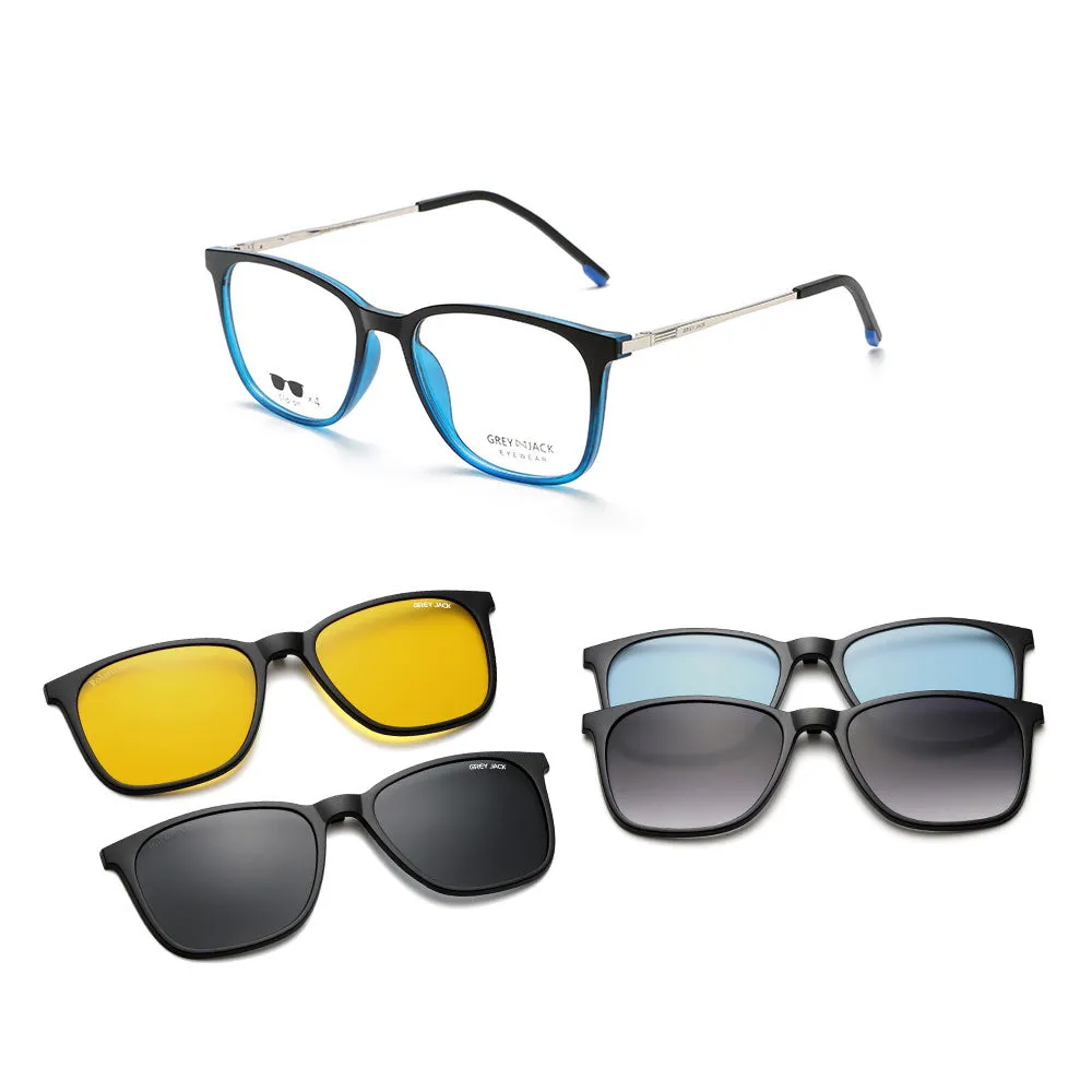 GREY JACK Magnetic Clip On Sunglasses for Myopic Men Women AGJ6071