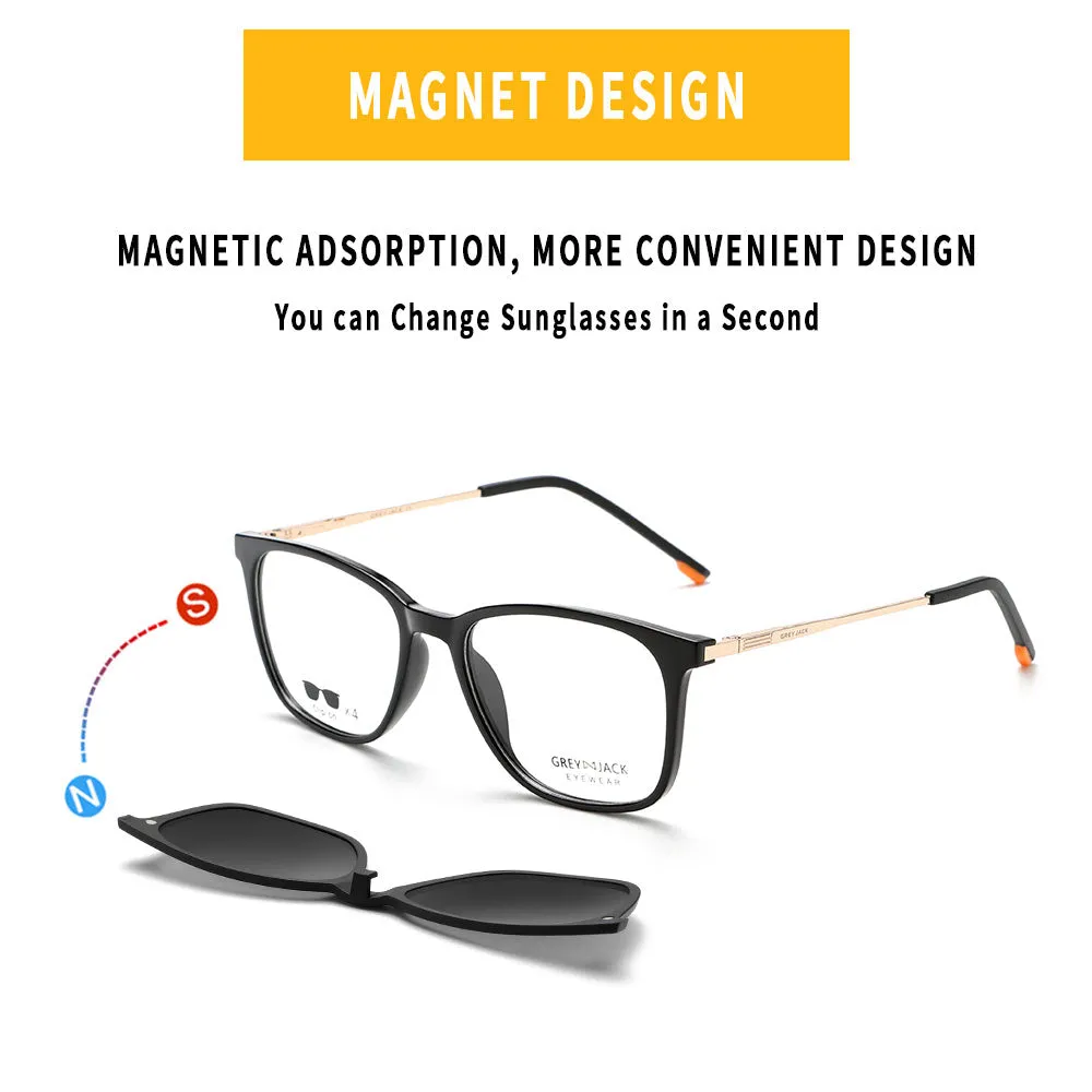 GREY JACK Magnetic Clip On Sunglasses for Myopic Men Women AGJ6071