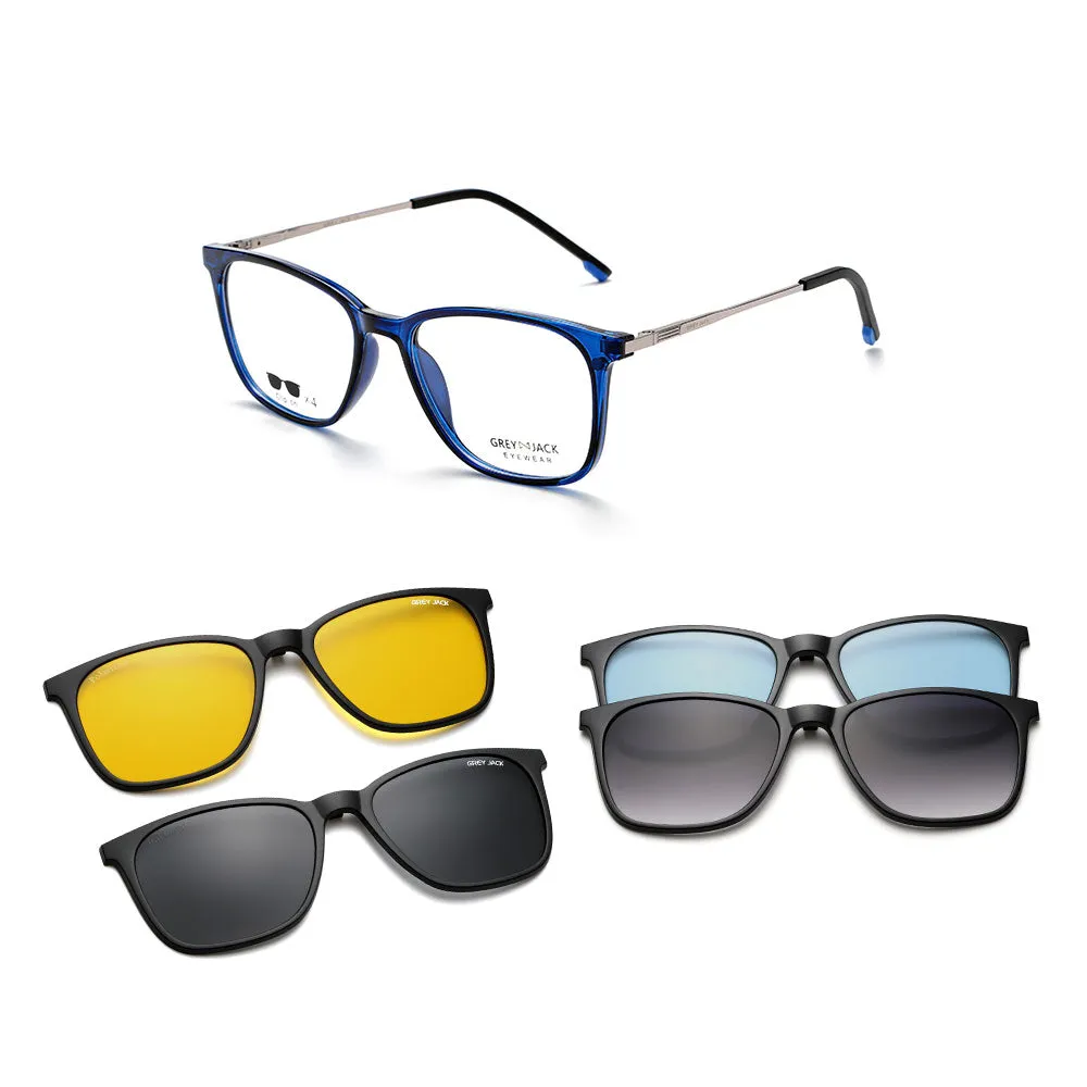 GREY JACK Magnetic Clip On Sunglasses for Myopic Men Women AGJ6071