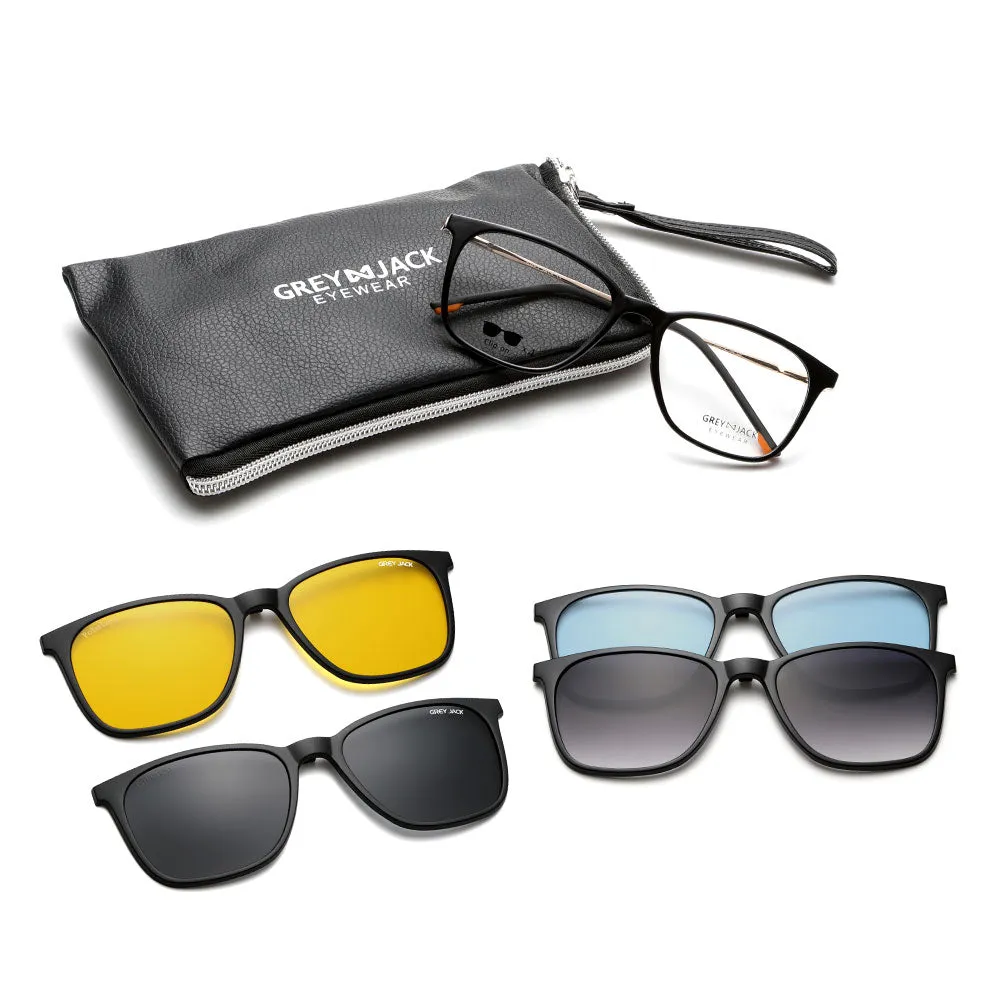 GREY JACK Magnetic Clip On Sunglasses for Myopic Men Women AGJ6071