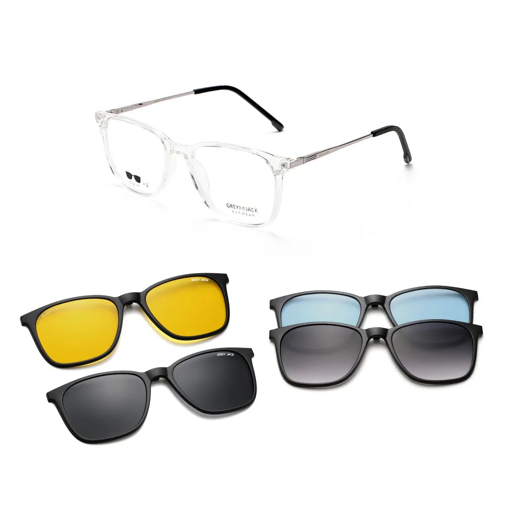 GREY JACK Magnetic Clip On Sunglasses for Myopic Men Women AGJ6071
