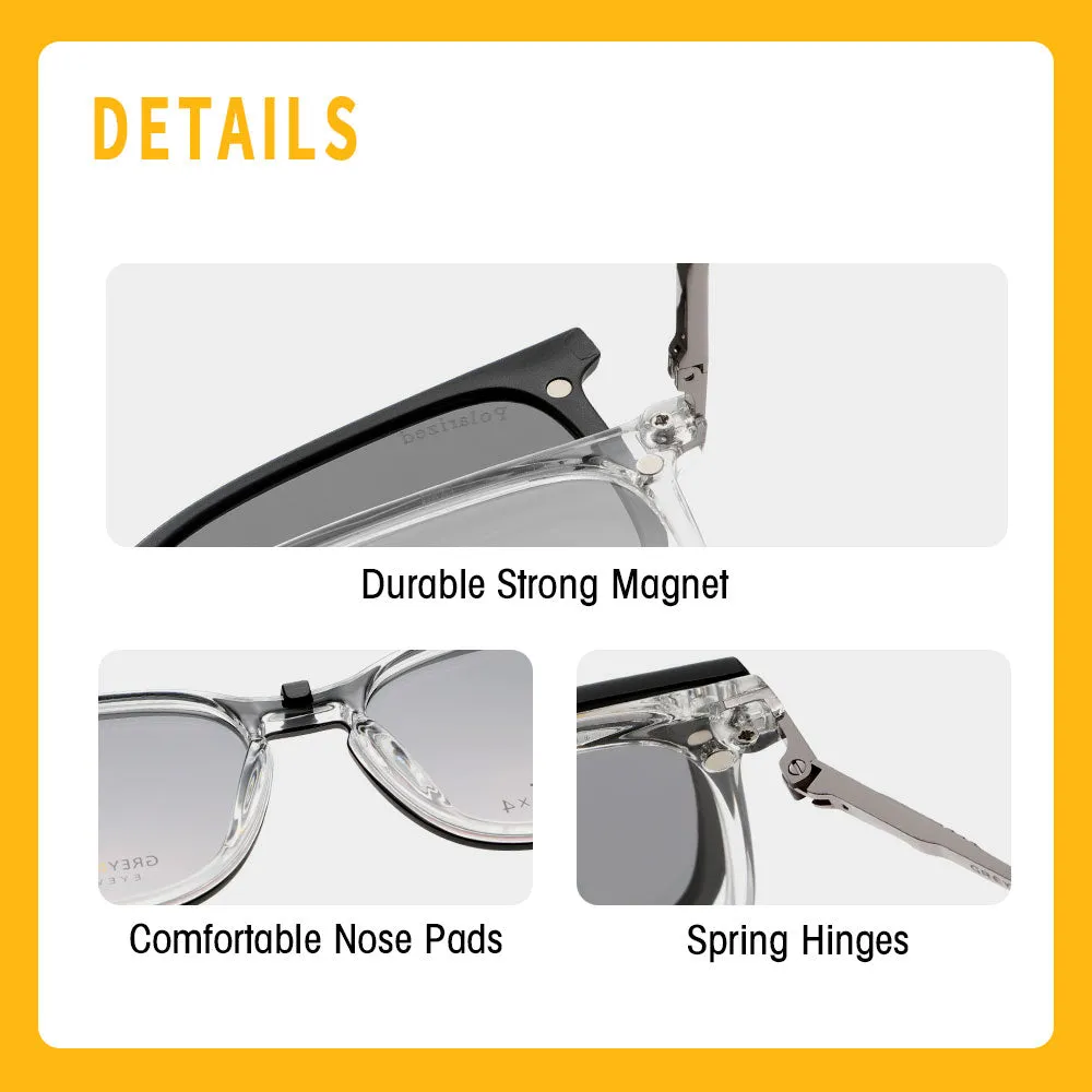 GREY JACK TR90 Clip on Glasses with 4PCS Magnetic Lens AGJ6076