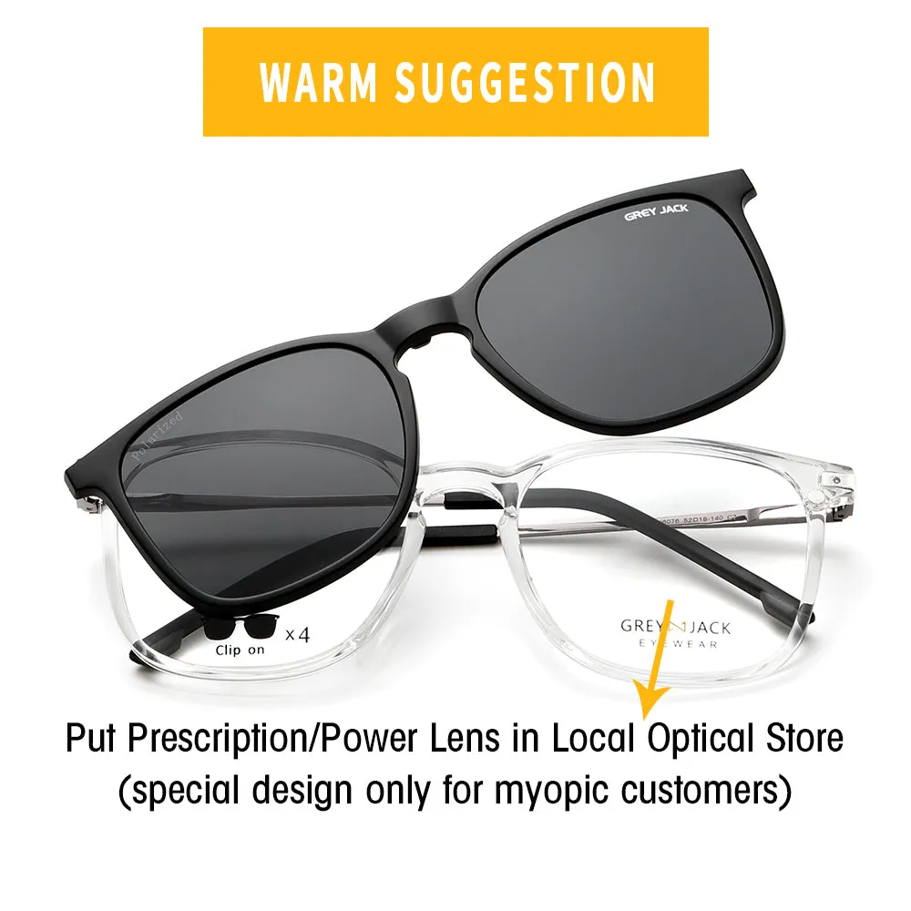 GREY JACK TR90 Clip on Glasses with 4PCS Magnetic Lens AGJ6076