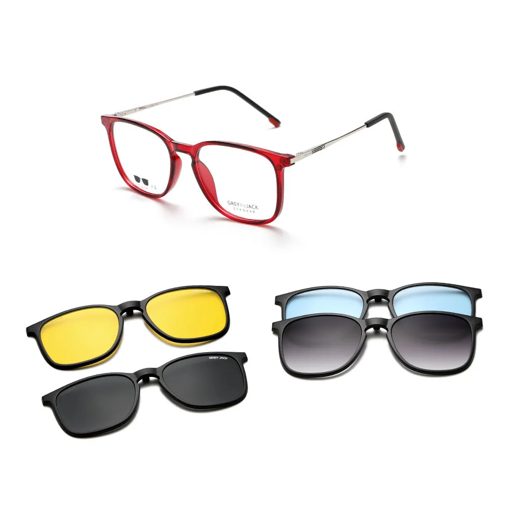 GREY JACK TR90 Clip on Glasses with 4PCS Magnetic Lens AGJ6076