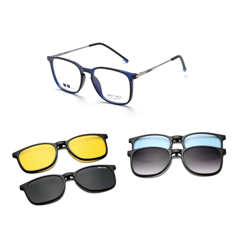 GREY JACK TR90 Clip on Glasses with 4PCS Magnetic Lens AGJ6076