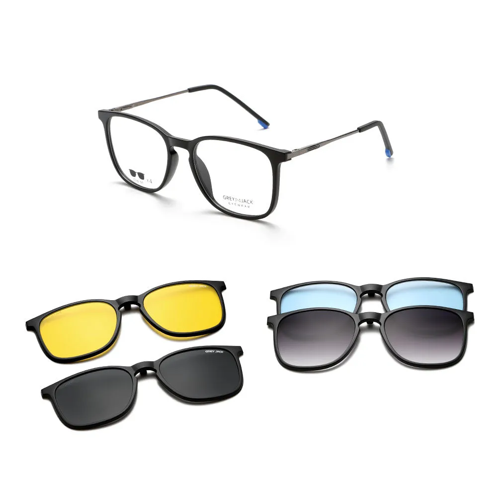 GREY JACK TR90 Clip on Glasses with 4PCS Magnetic Lens AGJ6076