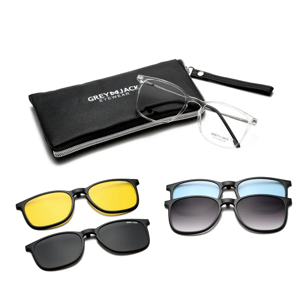 GREY JACK TR90 Clip on Glasses with 4PCS Magnetic Lens AGJ6076