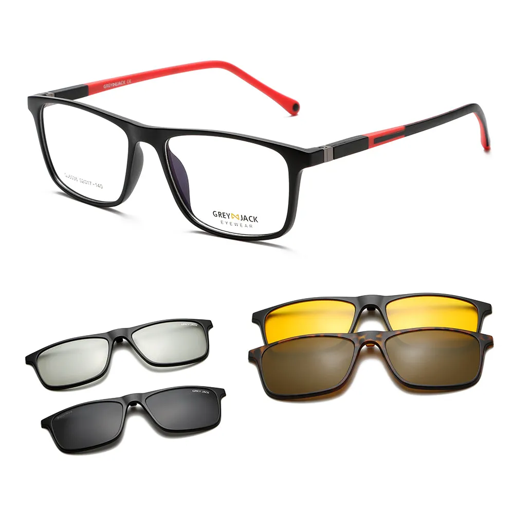 GREY JACK TR90 Frame 3D Polarized Lens Clip On Glasses 6036