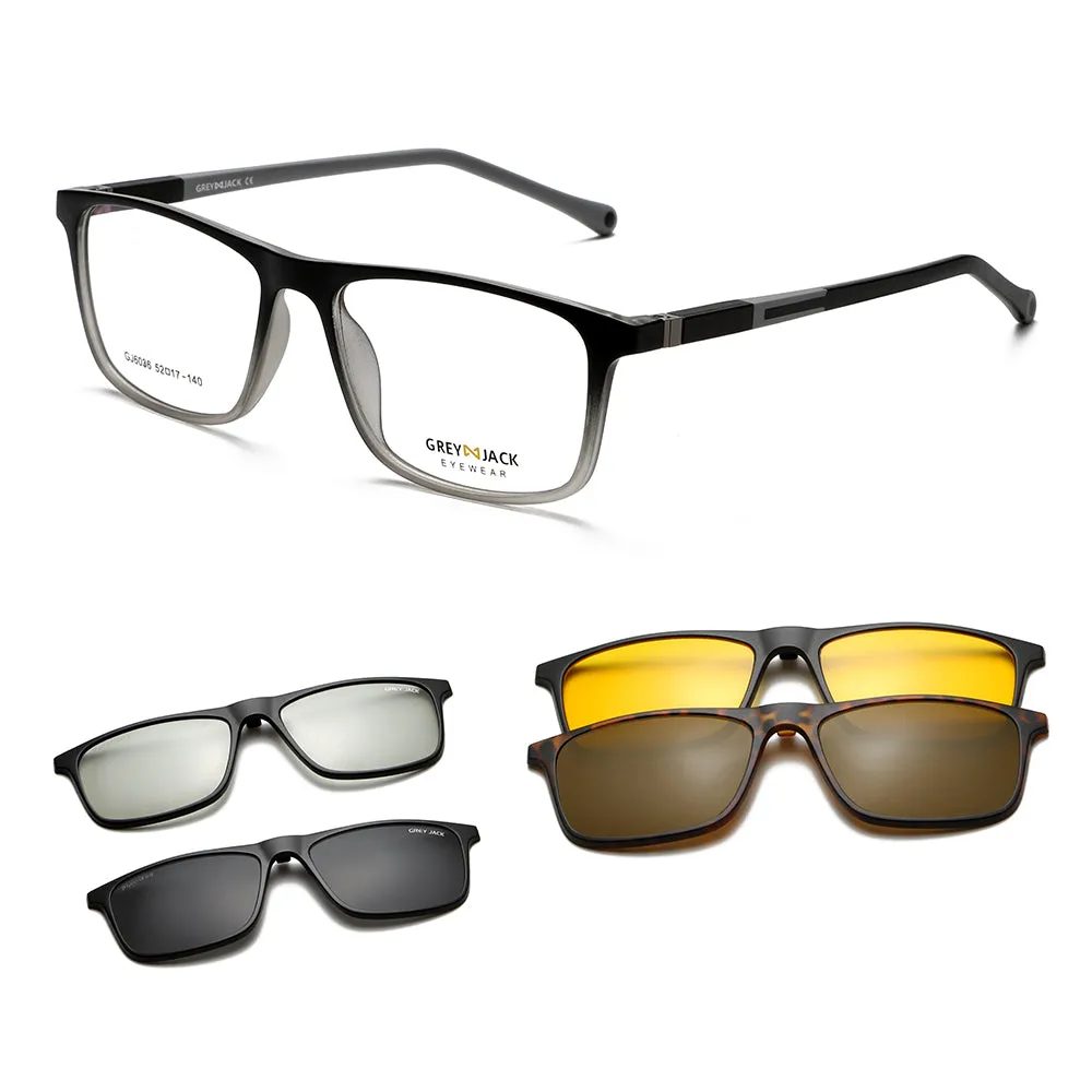 GREY JACK TR90 Frame 3D Polarized Lens Clip On Glasses 6036