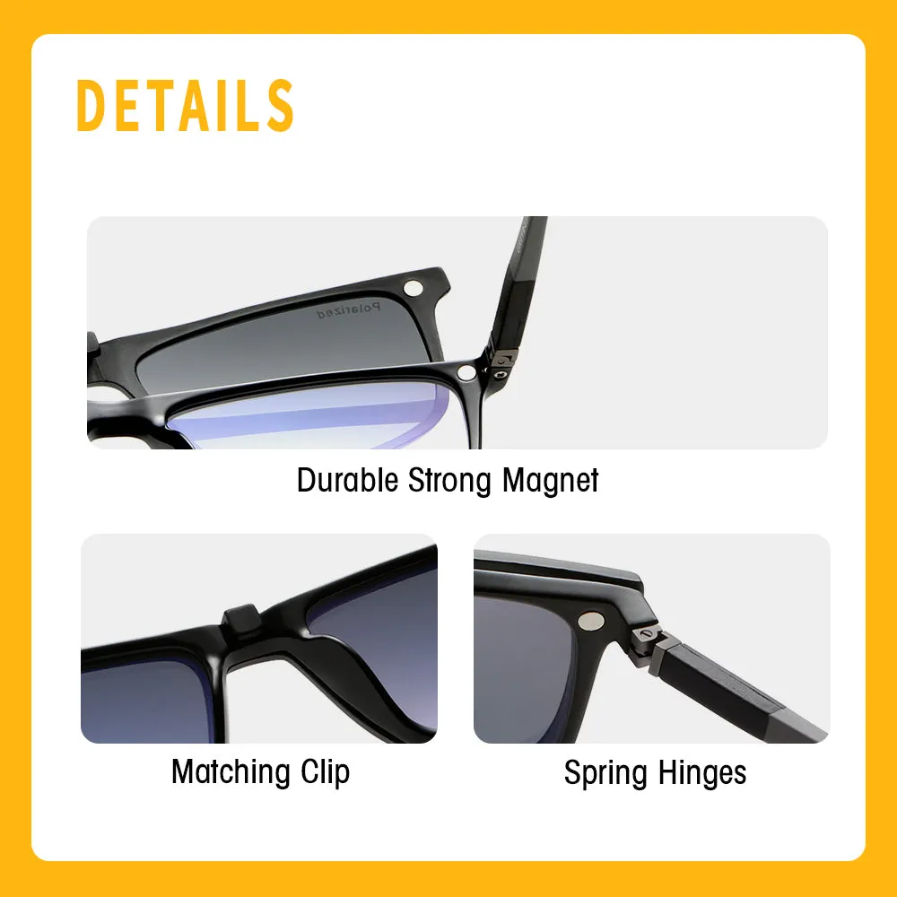 GREY JACK TR90 Frame 3D Polarized Lens Clip On Glasses 6036
