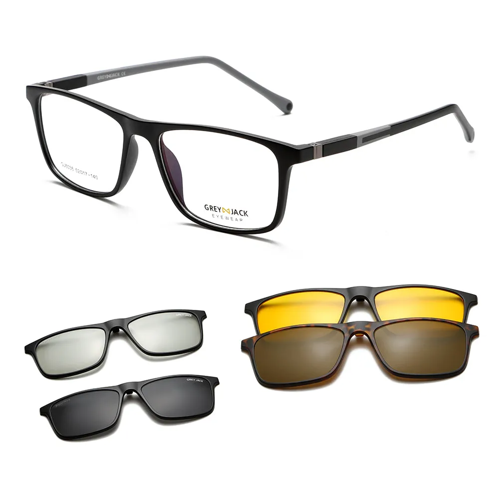 GREY JACK TR90 Frame 3D Polarized Lens Clip On Glasses 6036