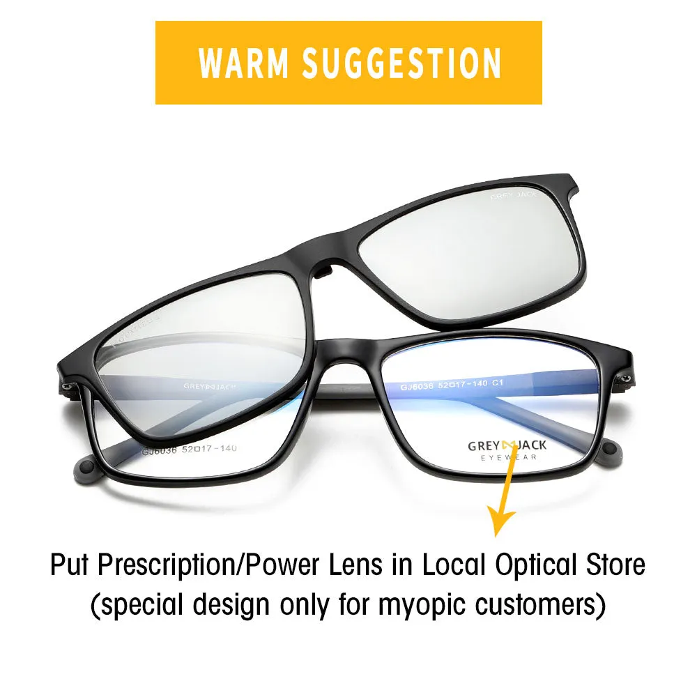 GREY JACK TR90 Frame 3D Polarized Lens Clip On Glasses 6036