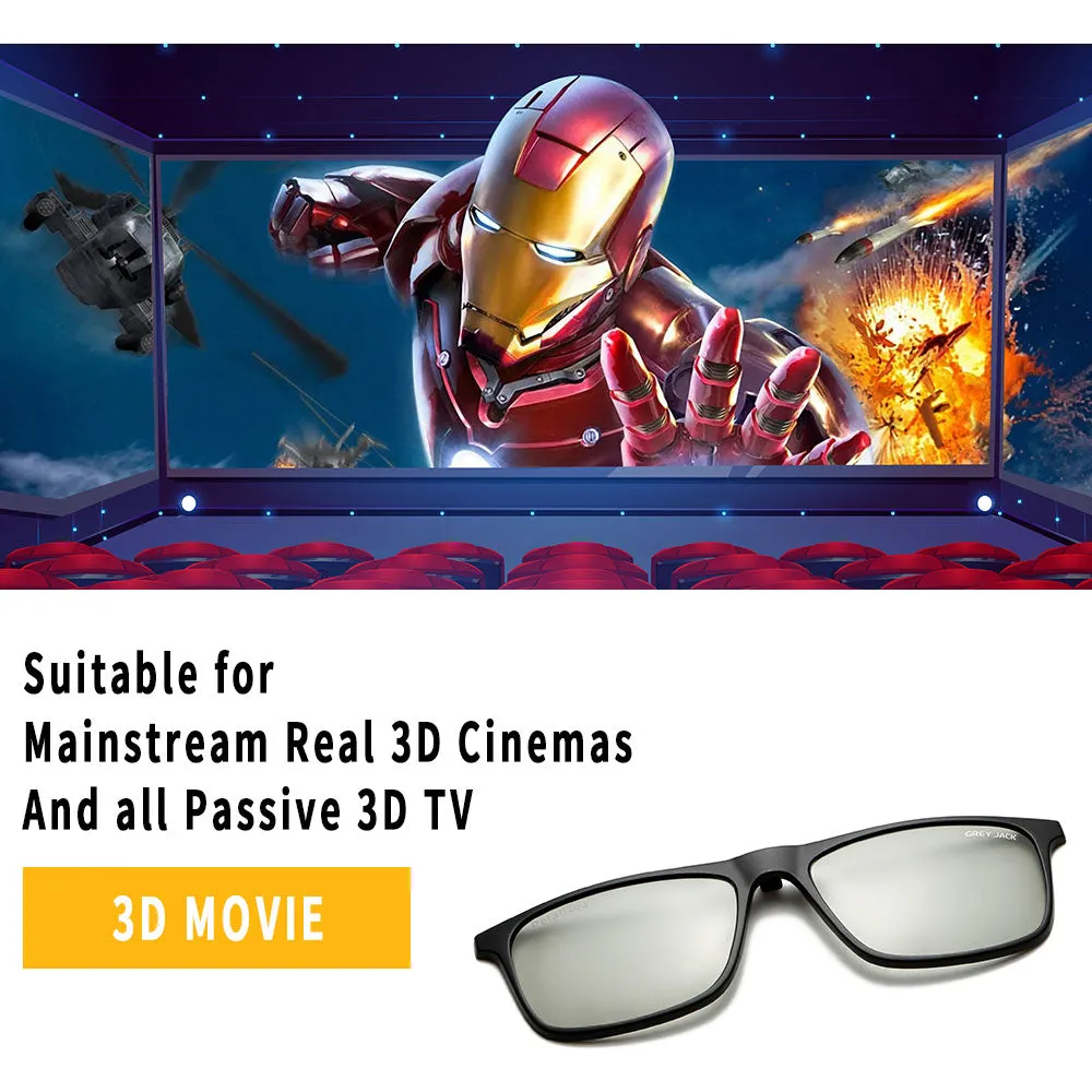 GREY JACK TR90 Frame 3D Polarized Lens Clip On Glasses 6036