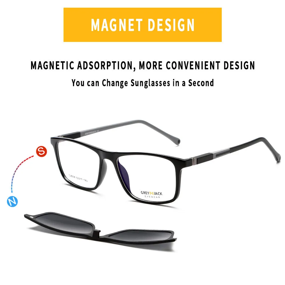 GREY JACK TR90 Frame 3D Polarized Lens Clip On Glasses 6036