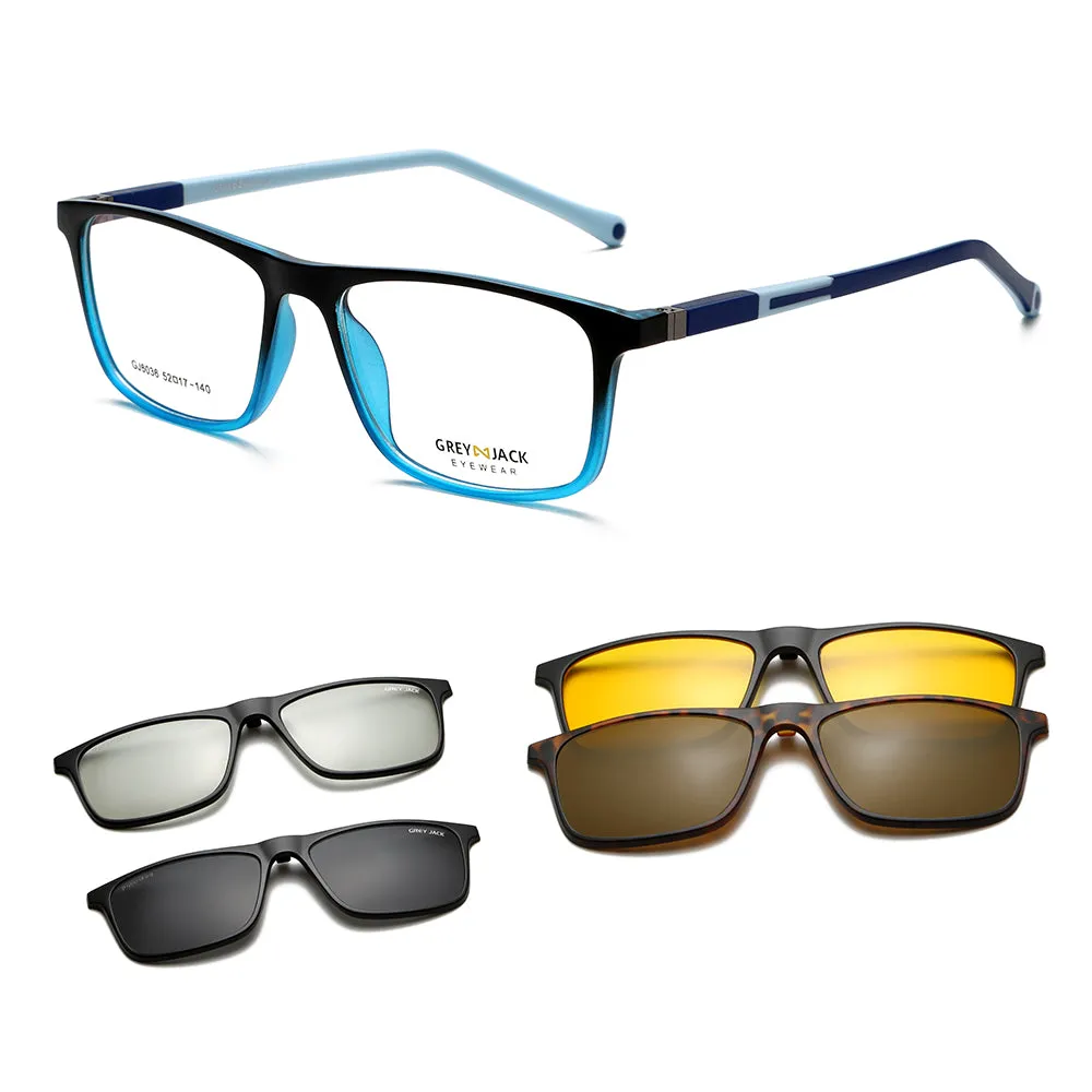GREY JACK TR90 Frame 3D Polarized Lens Clip On Glasses 6036