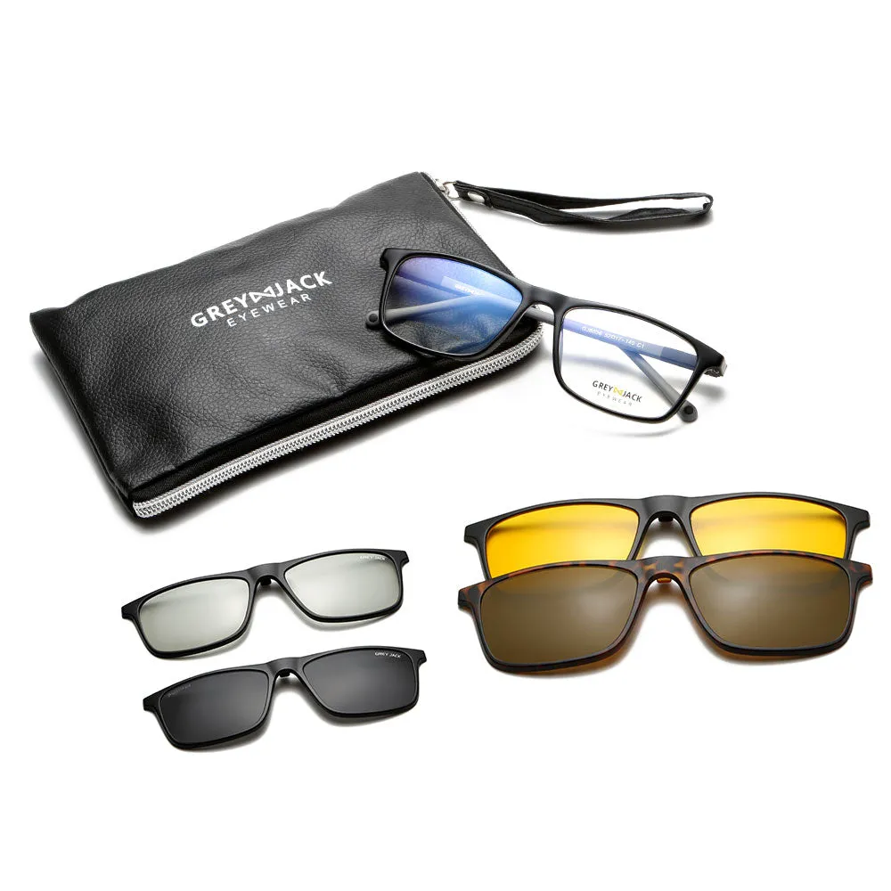 GREY JACK TR90 Frame 3D Polarized Lens Clip On Glasses 6036