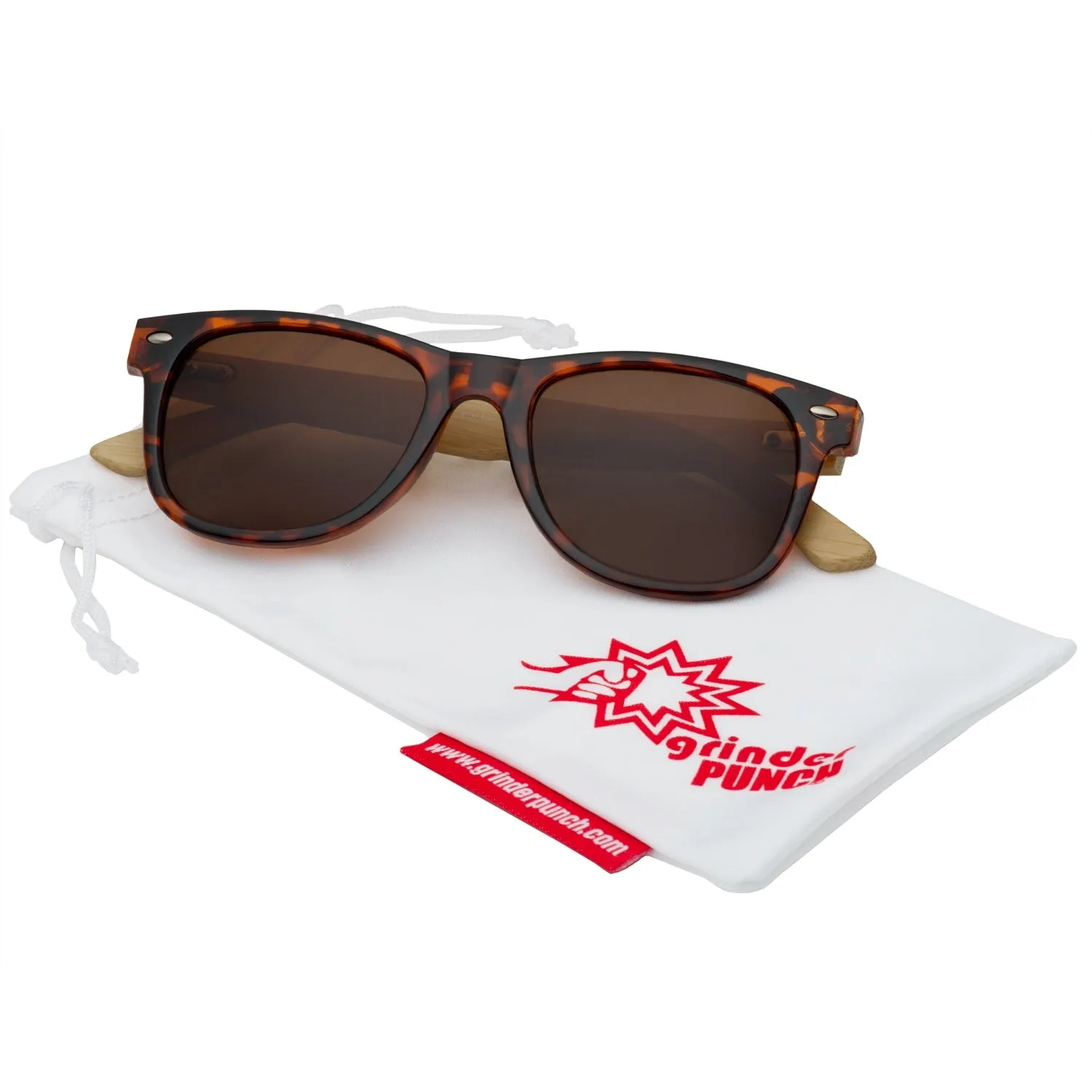 grinderPUNCH Bamboo Wood Temple Polarized Sunglasses