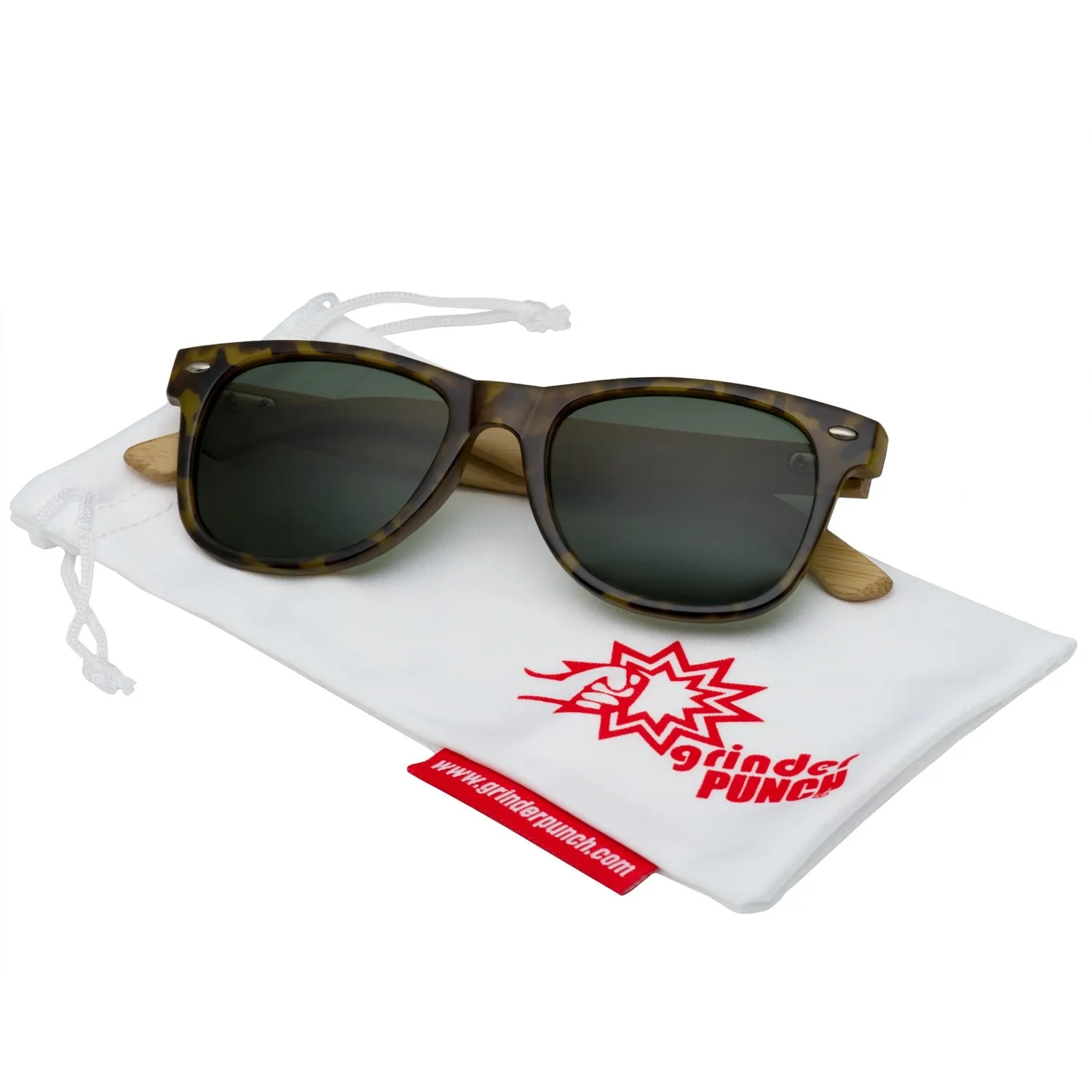 grinderPUNCH Bamboo Wood Temple Polarized Sunglasses