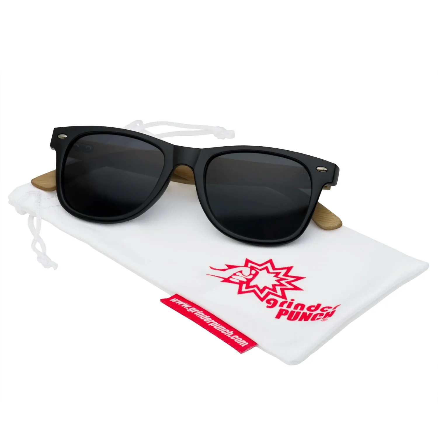 grinderPUNCH Bamboo Wood Temple Polarized Sunglasses