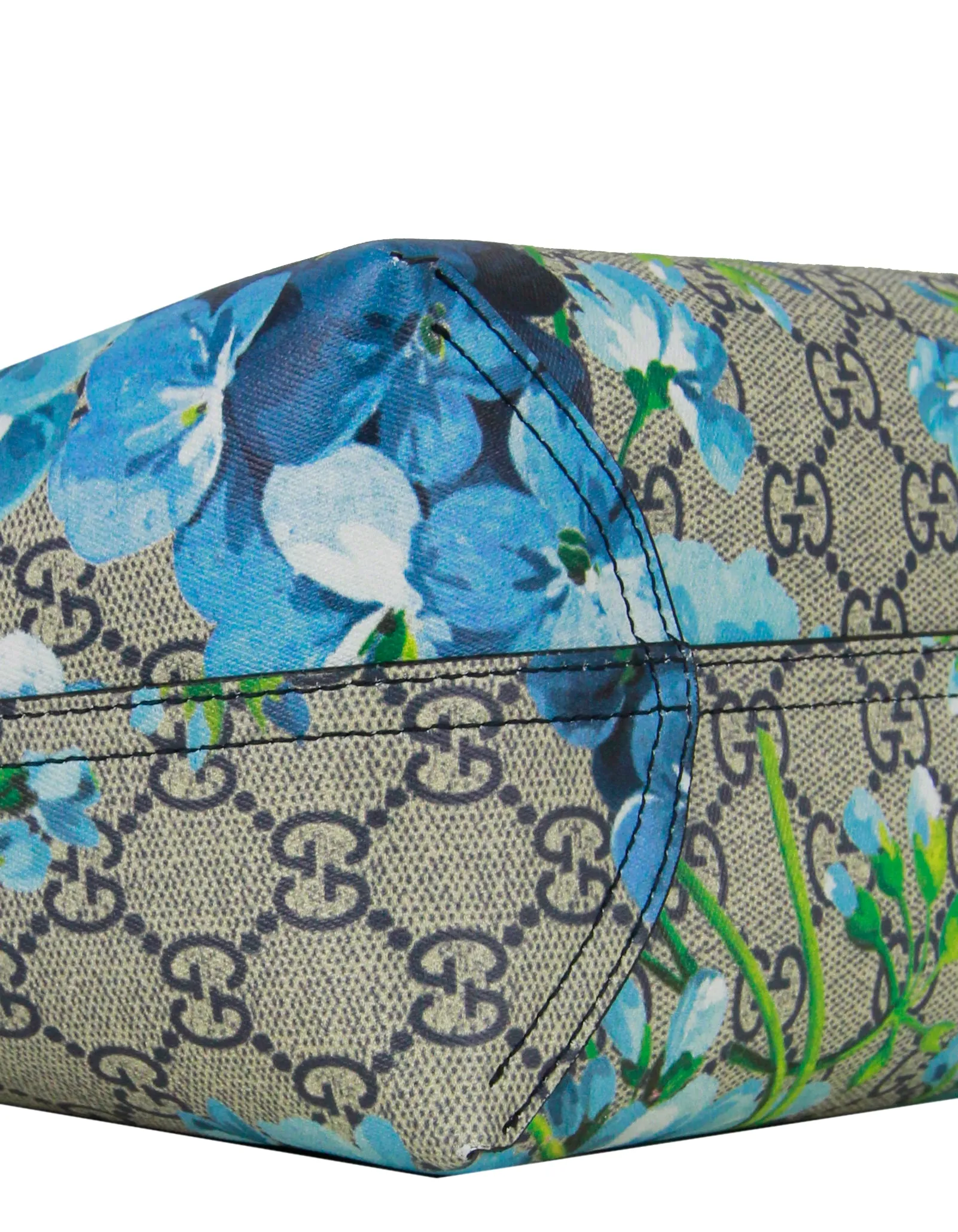 Gucci Blue Monogram Reversible GG Blooms Print Small Tote Bag
