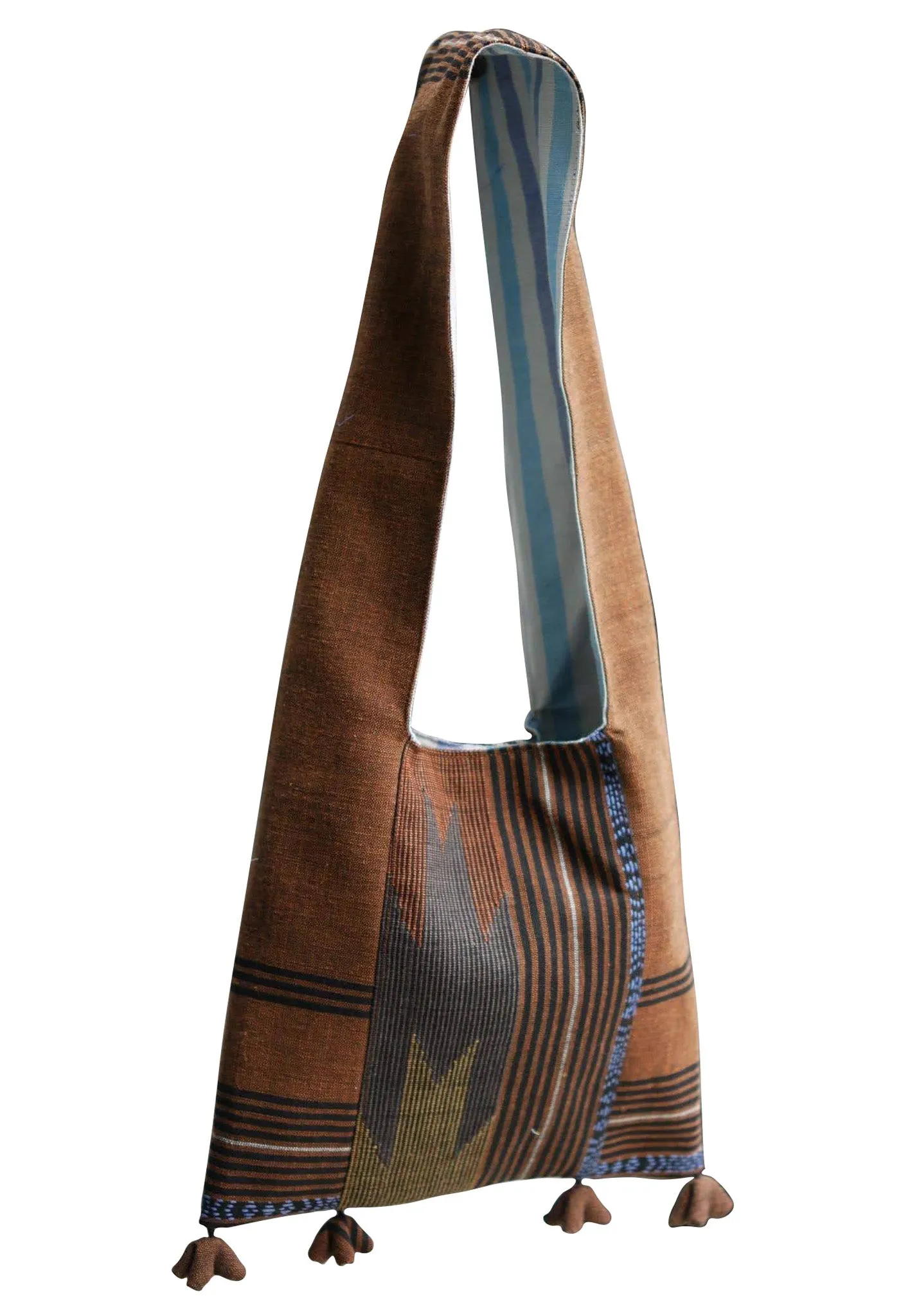 Handwoven Hand-dyed Handmade ETHNICS MINI shoulder bag tote bag Sunne Tropical - BROWN