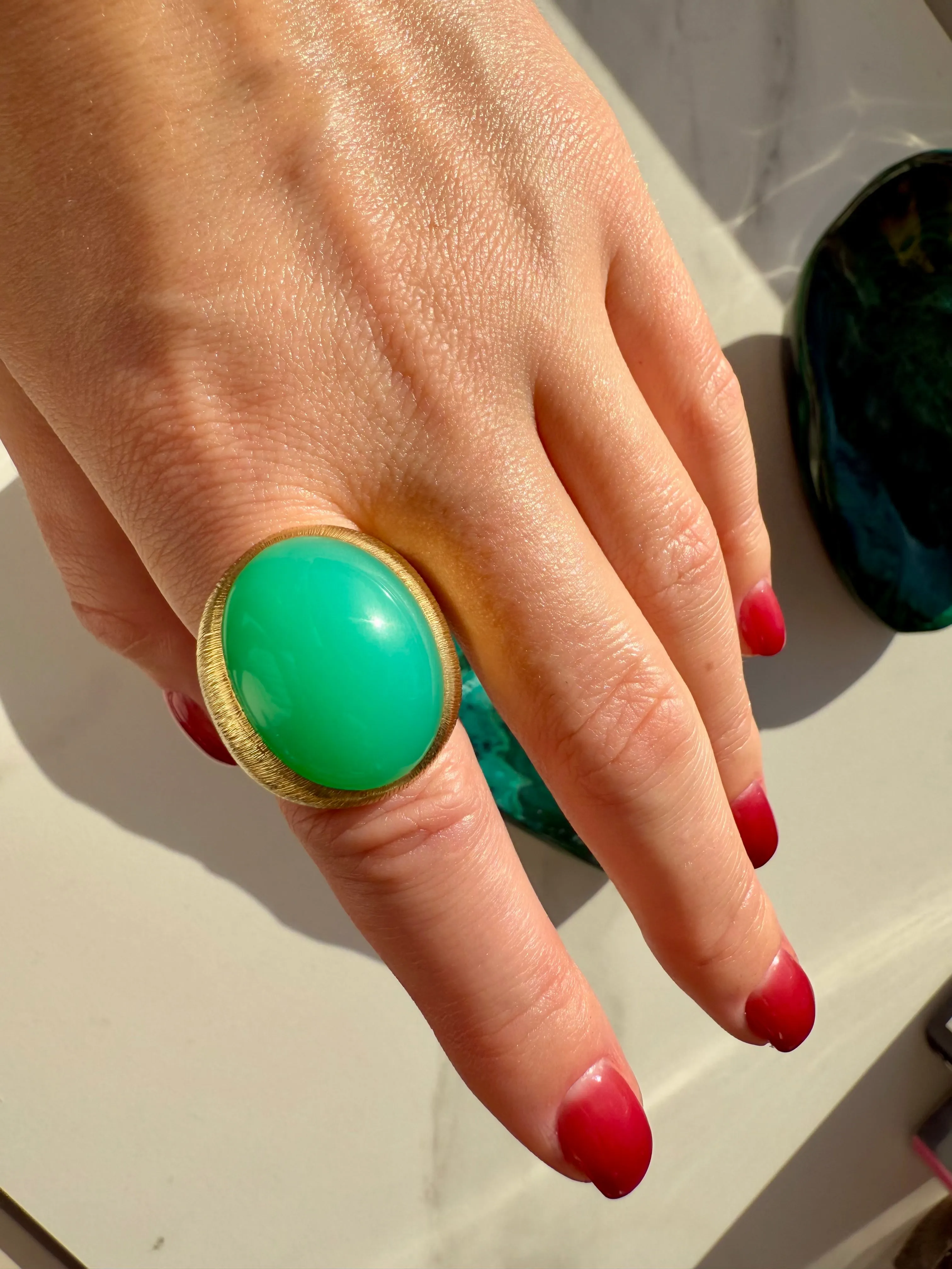 Henry Dunay Chrysoprase Ring, 18k