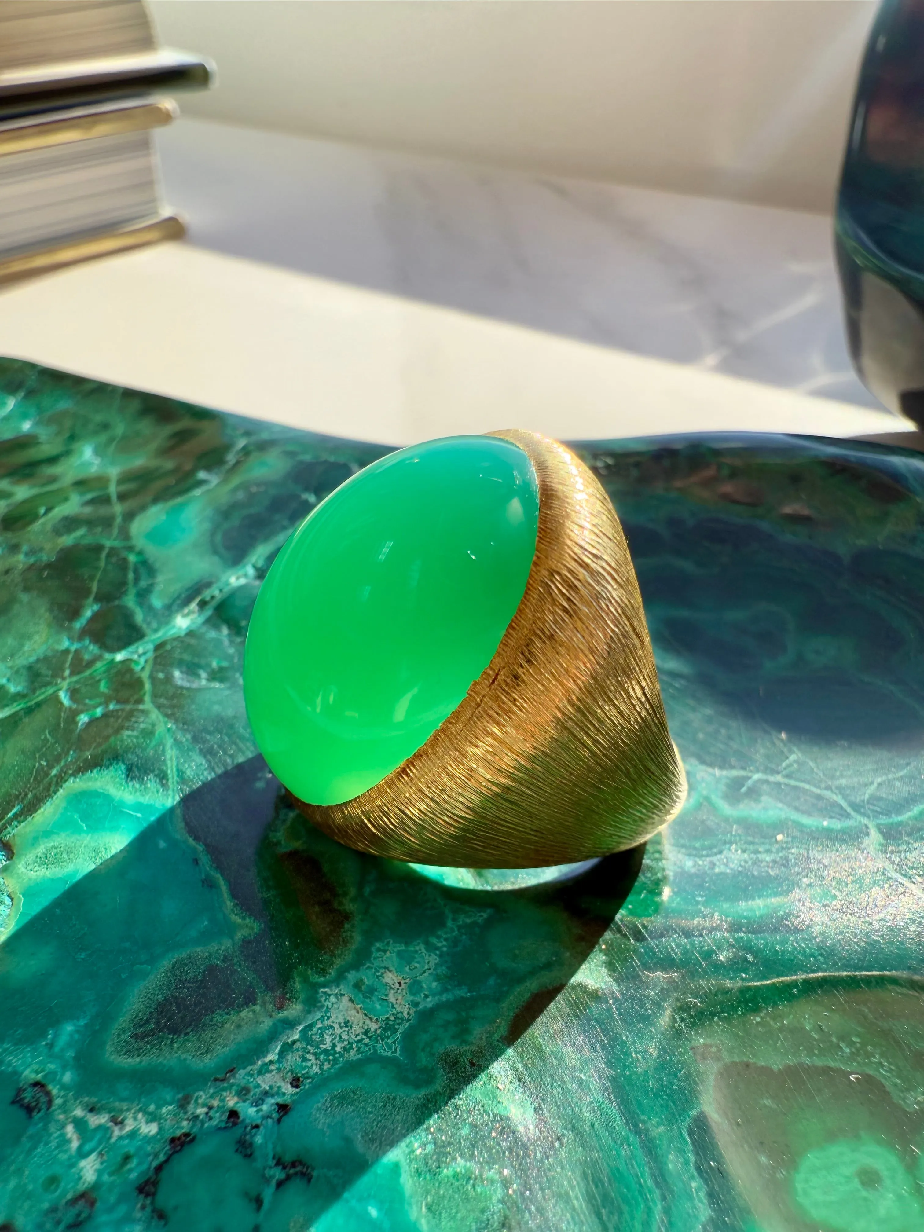 Henry Dunay Chrysoprase Ring, 18k