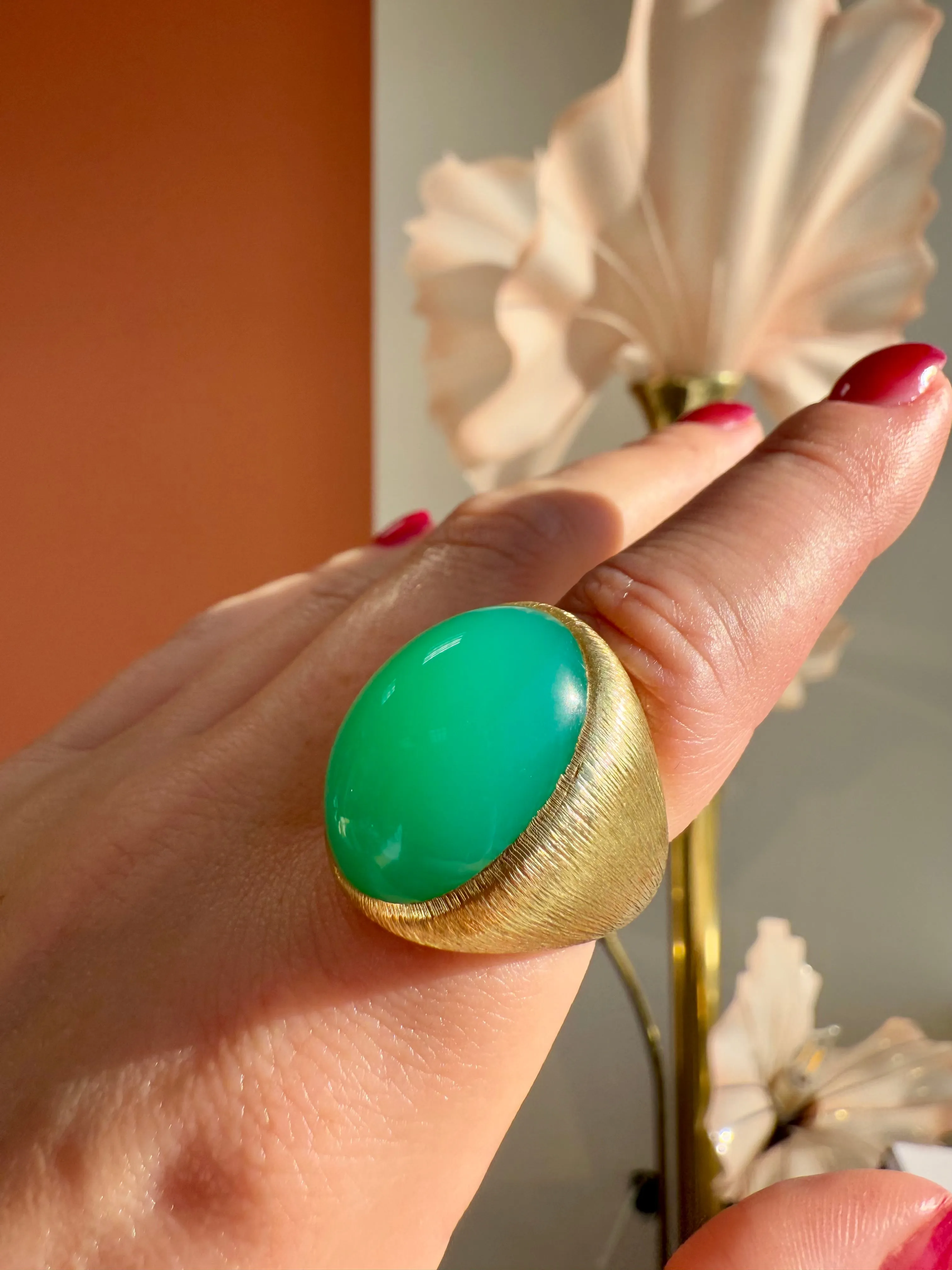 Henry Dunay Chrysoprase Ring, 18k