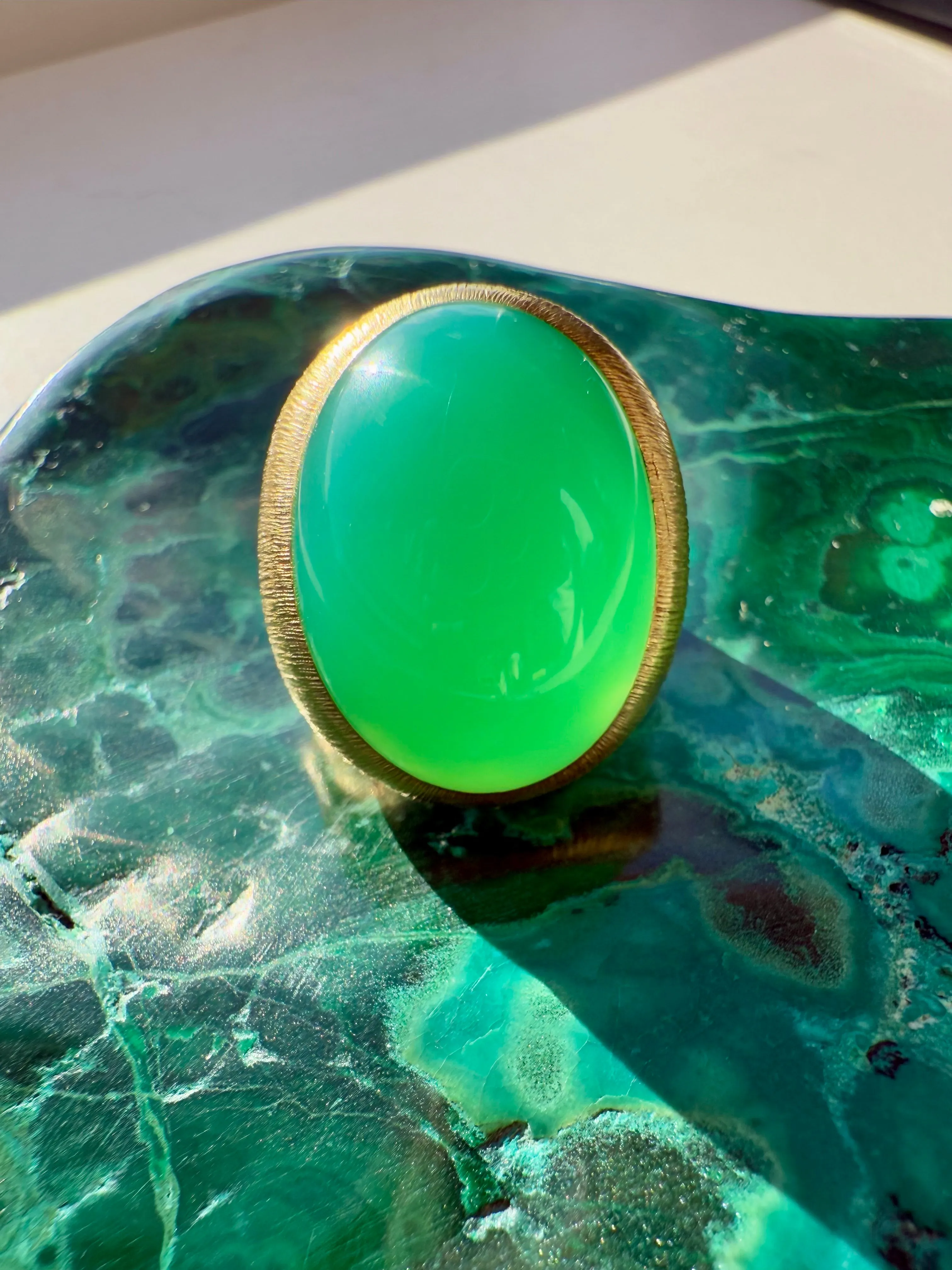 Henry Dunay Chrysoprase Ring, 18k