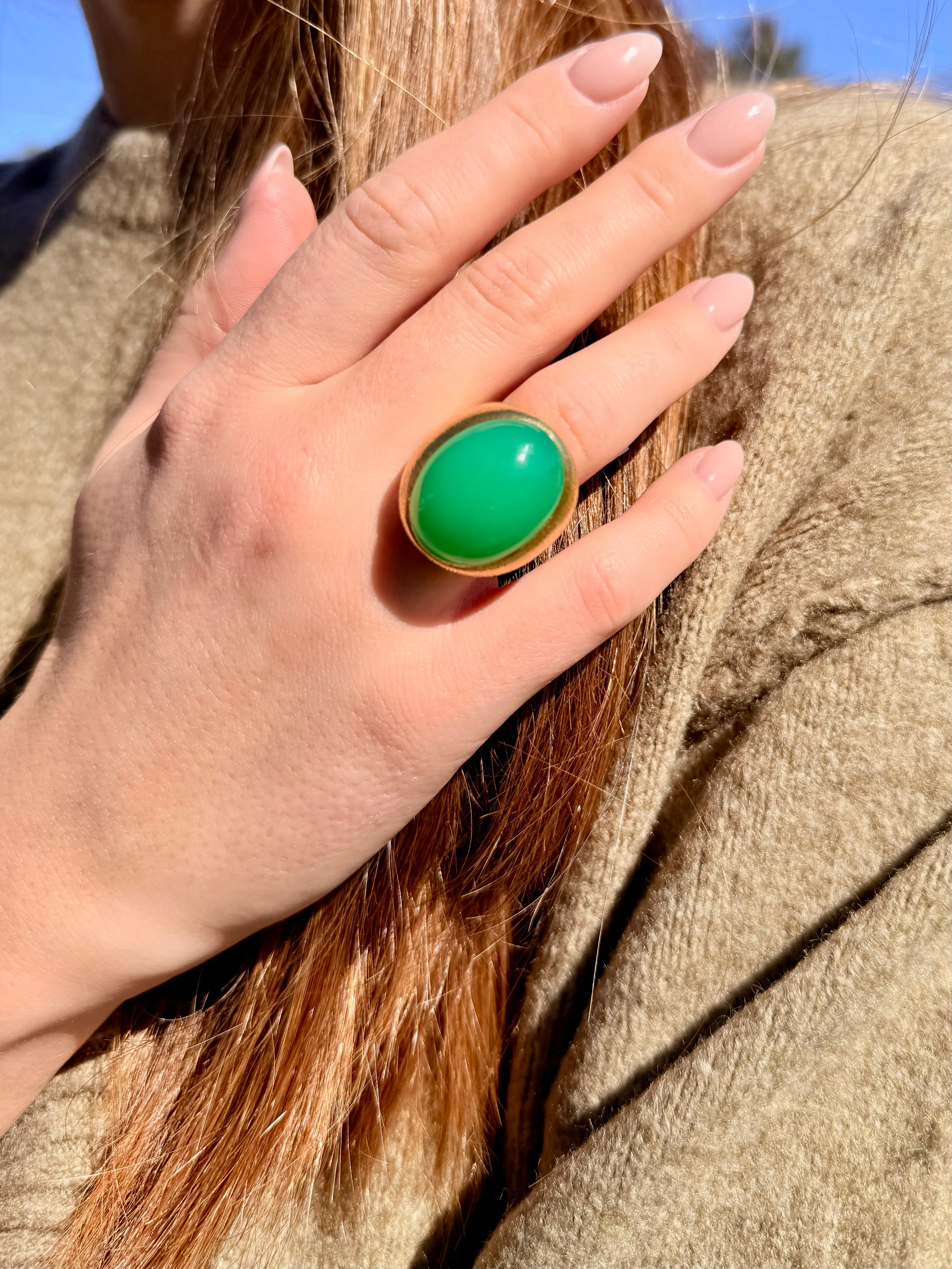 Henry Dunay Chrysoprase Ring, 18k
