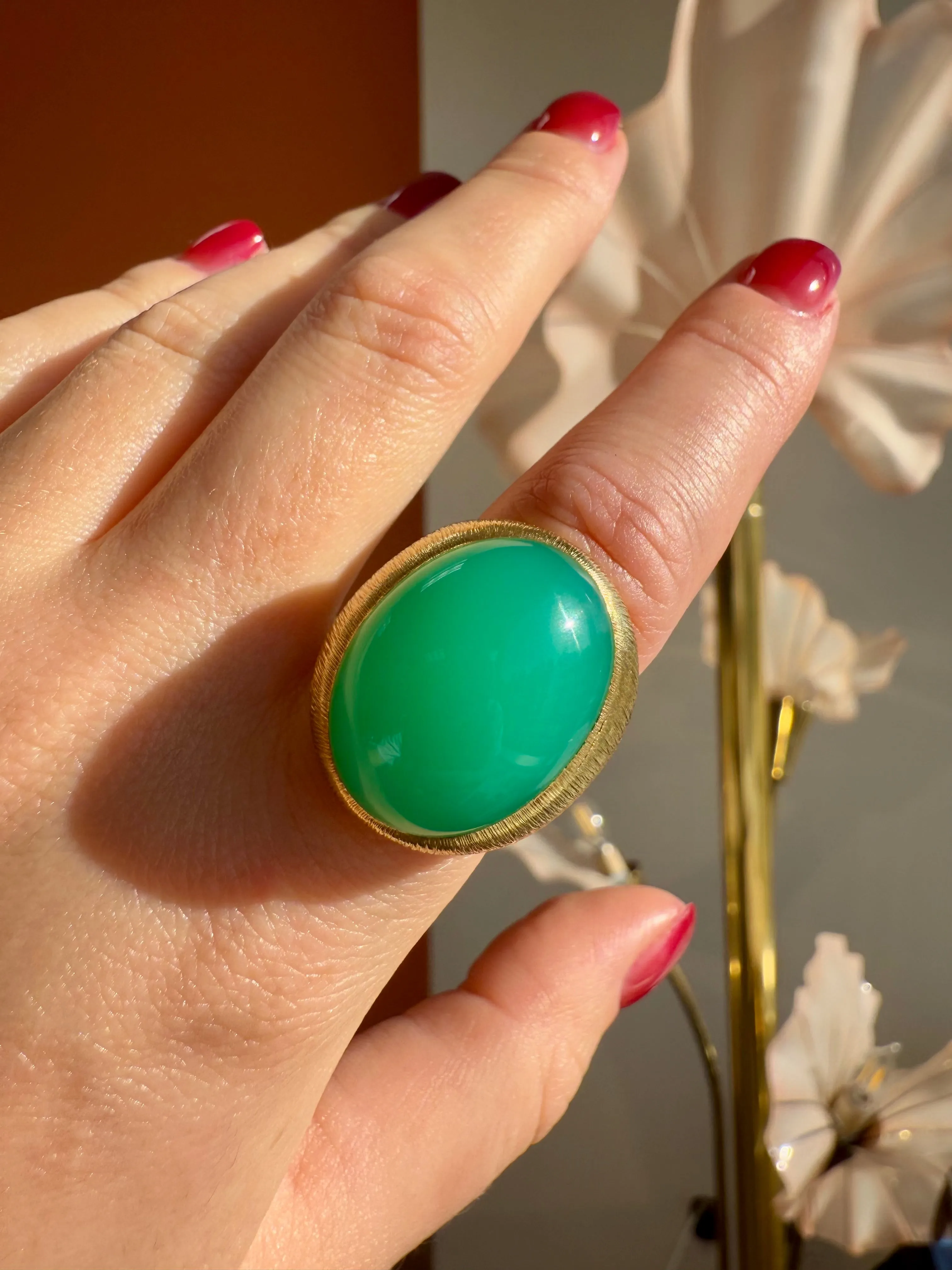 Henry Dunay Chrysoprase Ring, 18k