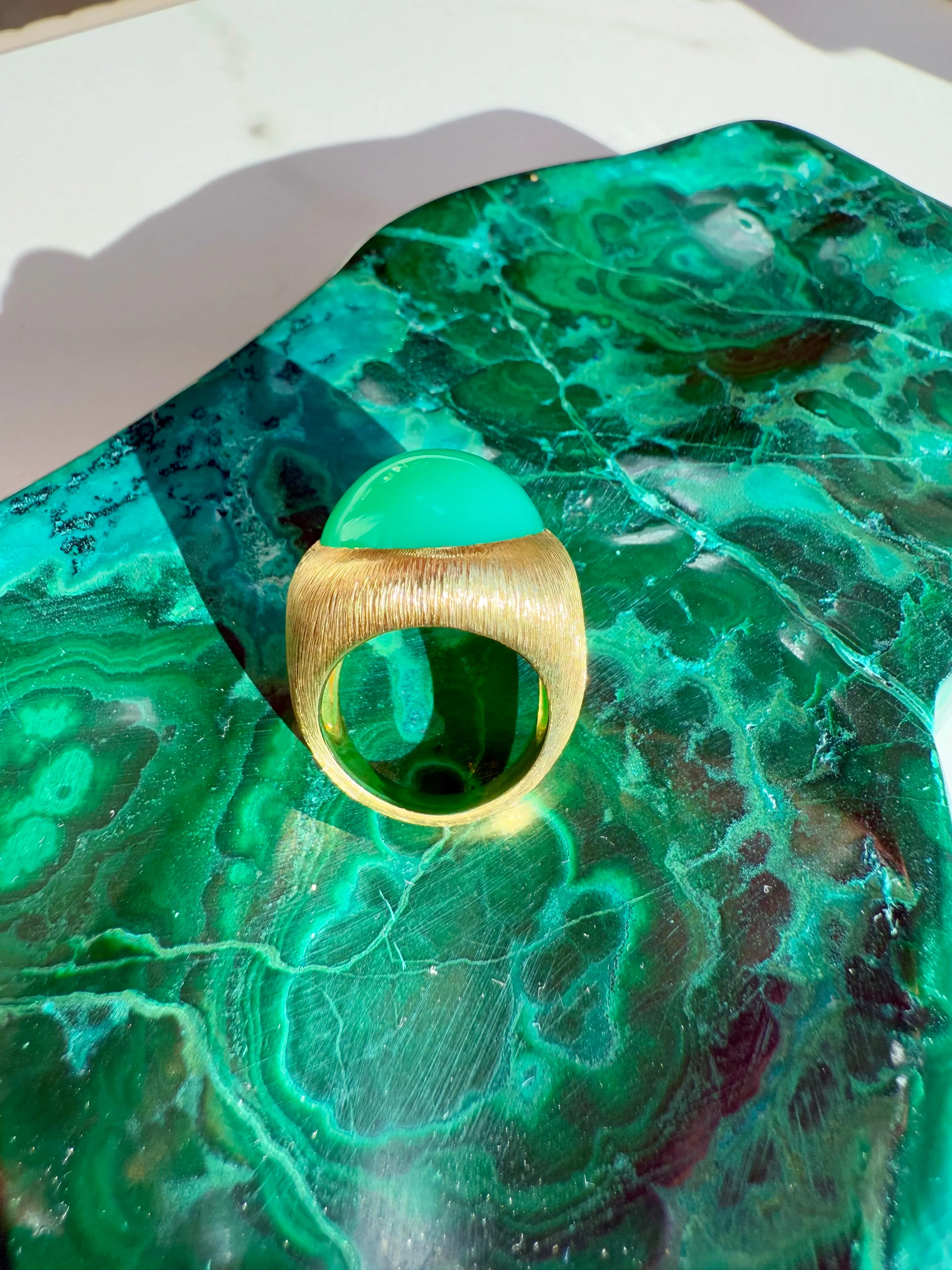 Henry Dunay Chrysoprase Ring, 18k