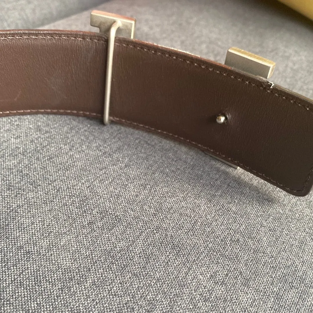 Hermes H Buckle Belt in Black/ Brown NW4156